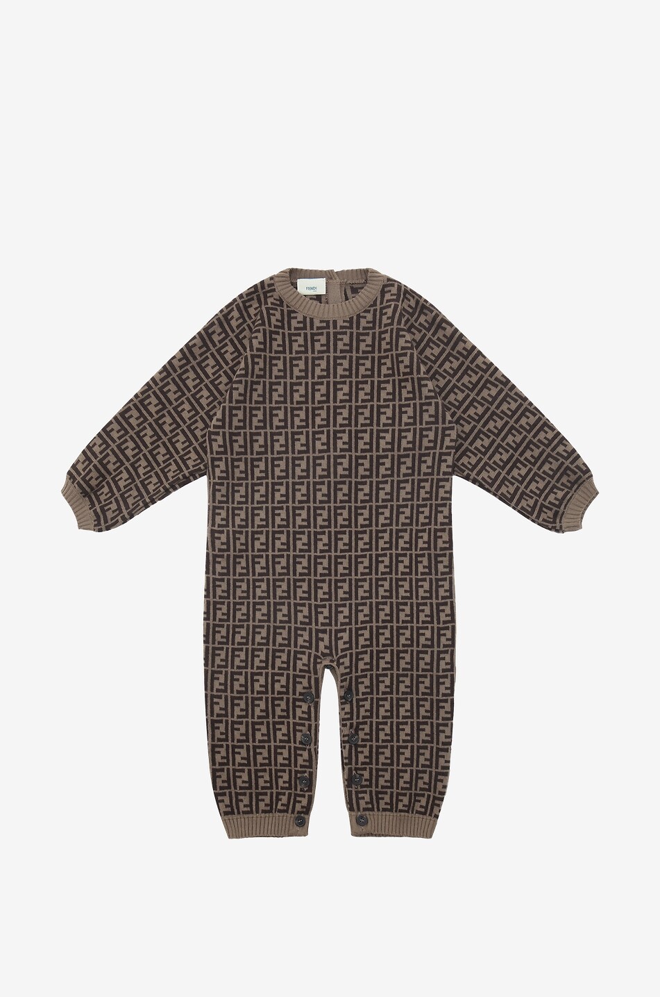 FENDI FF jacquard knit baby all-in-one Baby Colourless 1
