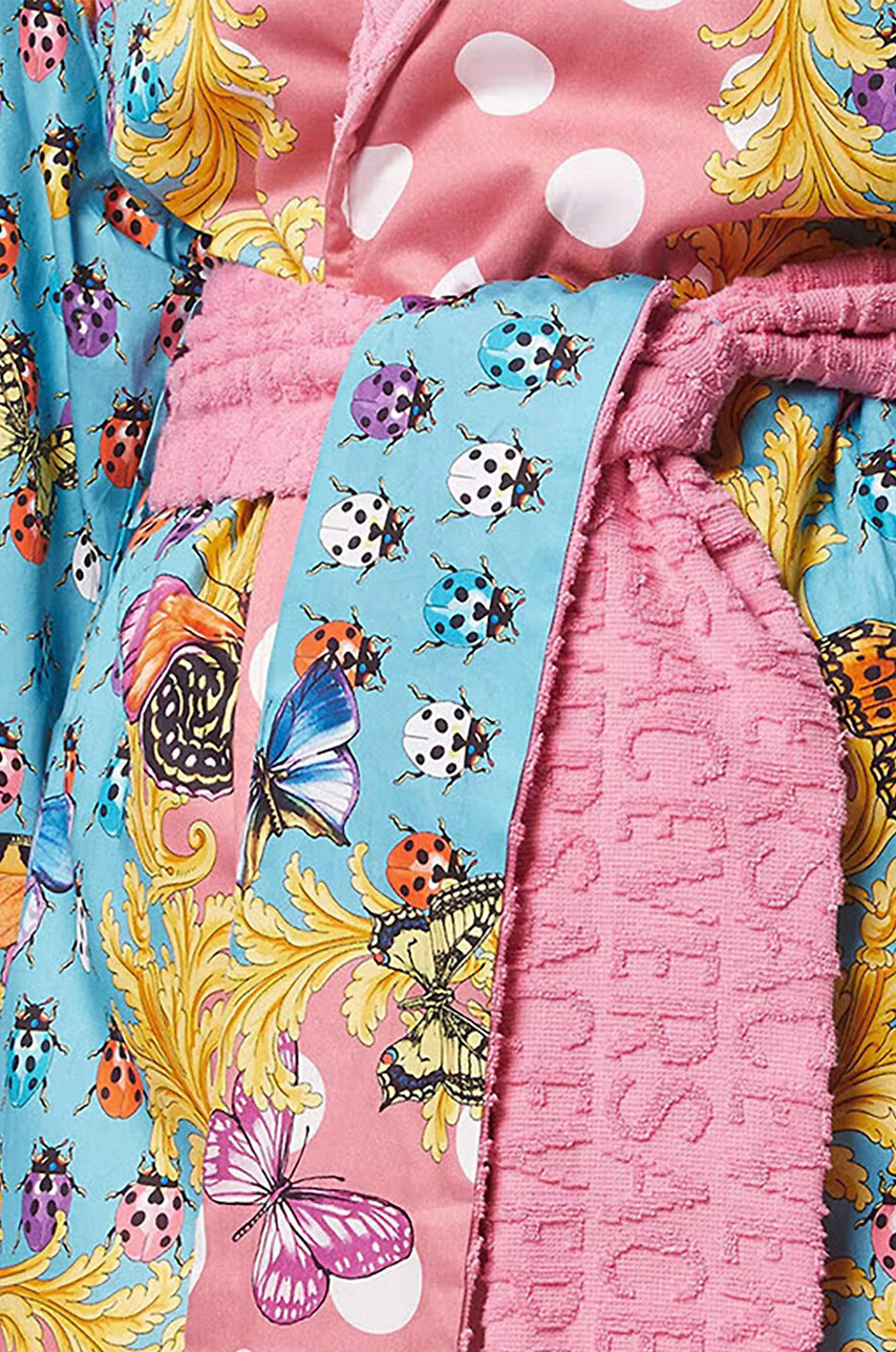 Butterflies & Ladybugs short terry and poplin bathrobe