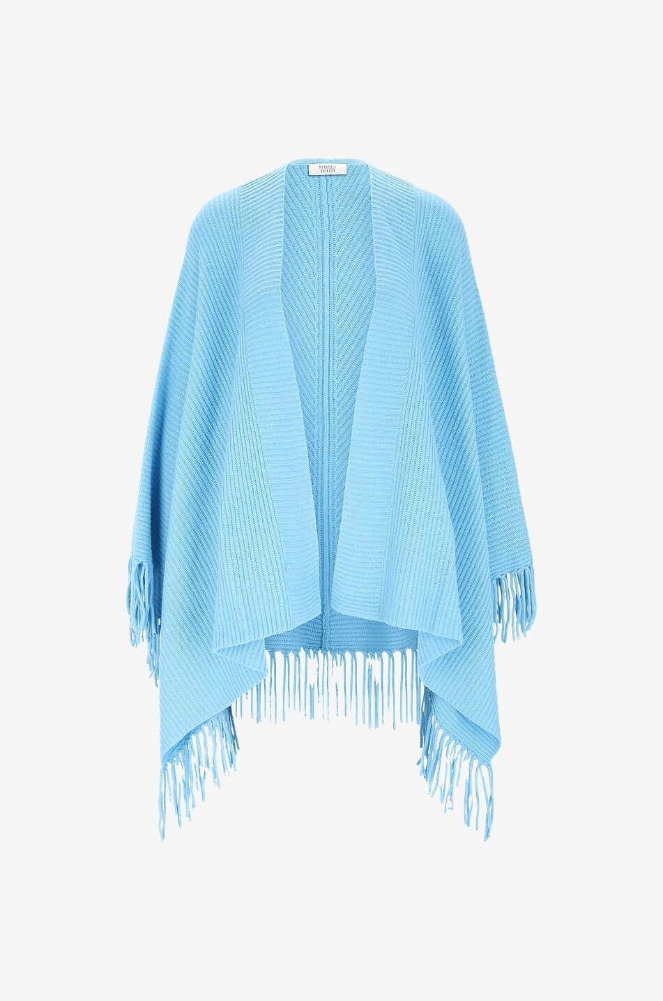 Geripptes Cape aus Kaschmir mit Fransen