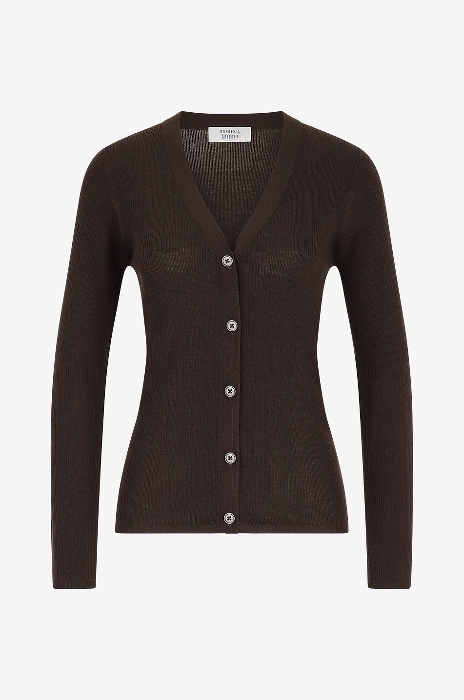 Fine ribbed V-neck button-down cardigan