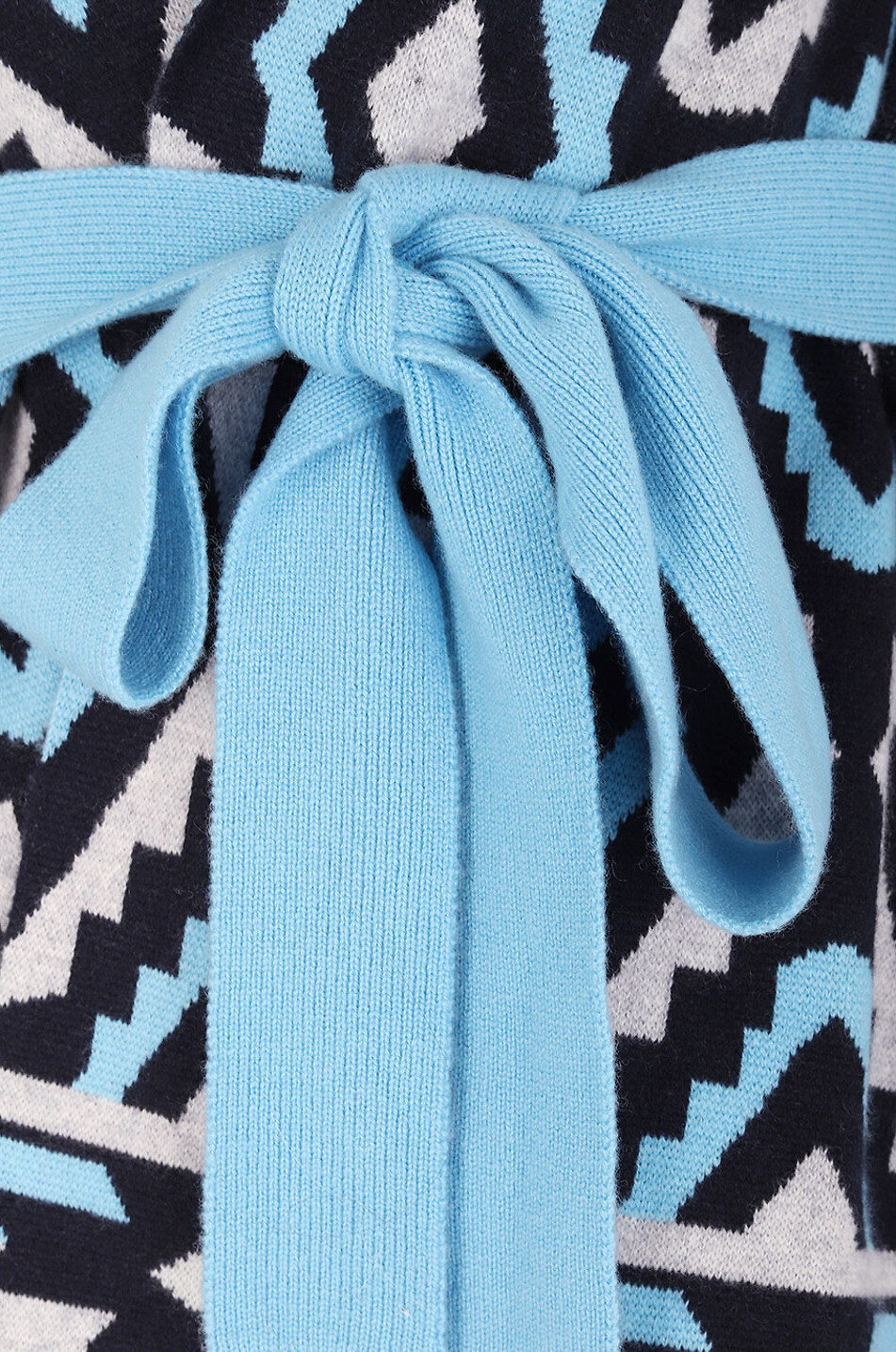 Cardigan jacquard long en cachemire motif Ikat