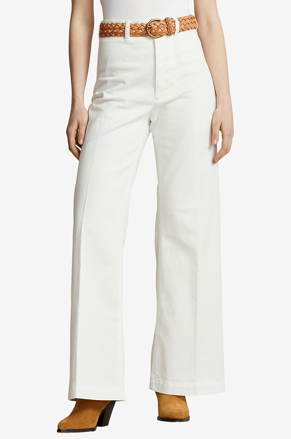 Sailor flared high-rise twill trousers