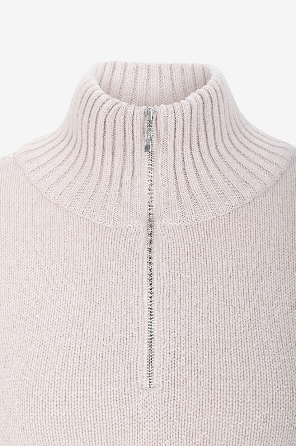 BONGÉNIE Pull à col montant zippé en cachemire Femme BEIGE 3