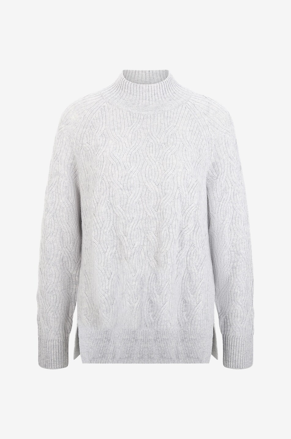 BONGÉNIE Pull torsadé à col entonnoir en cachemire Femme GRIS 1