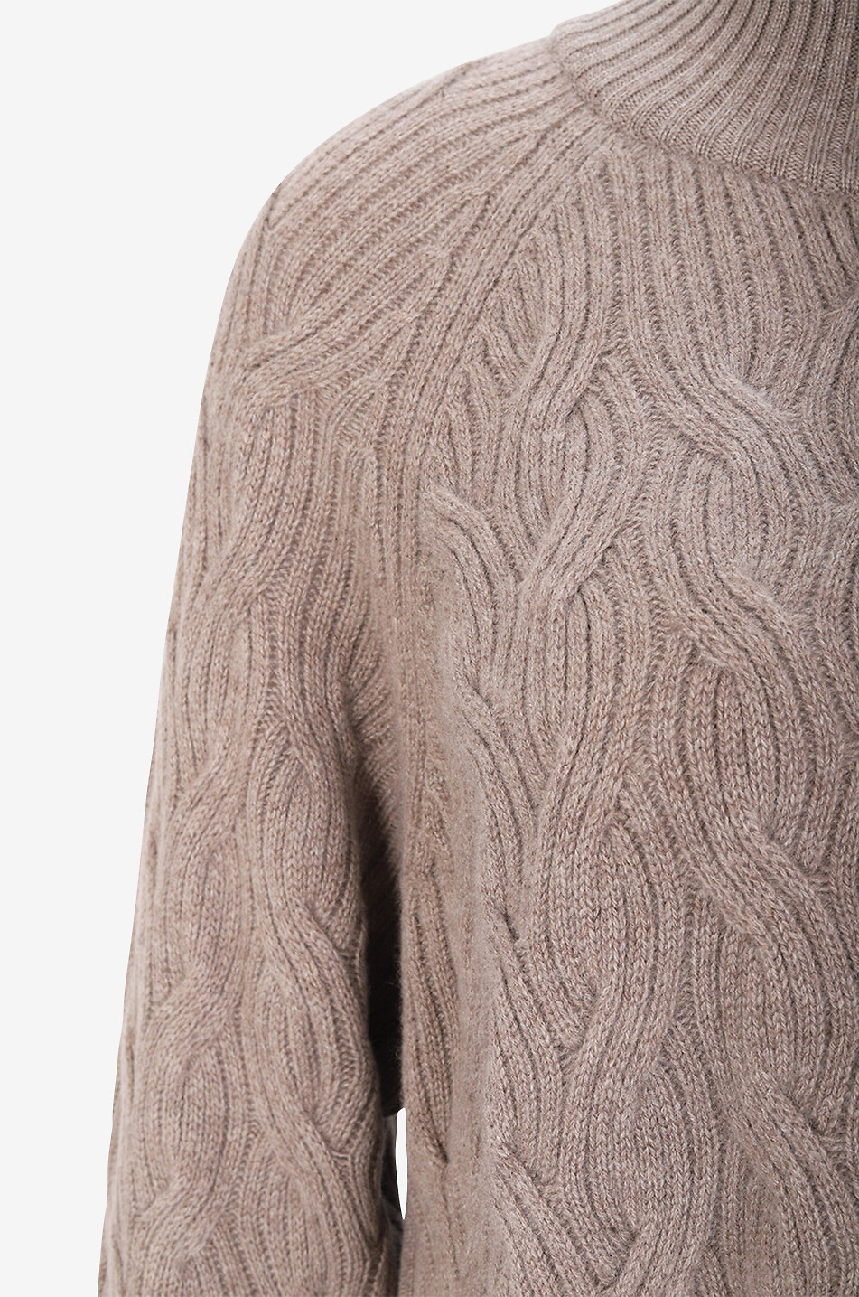 Zopfstrickpullover aus Kaschmir mit Trichterkragen