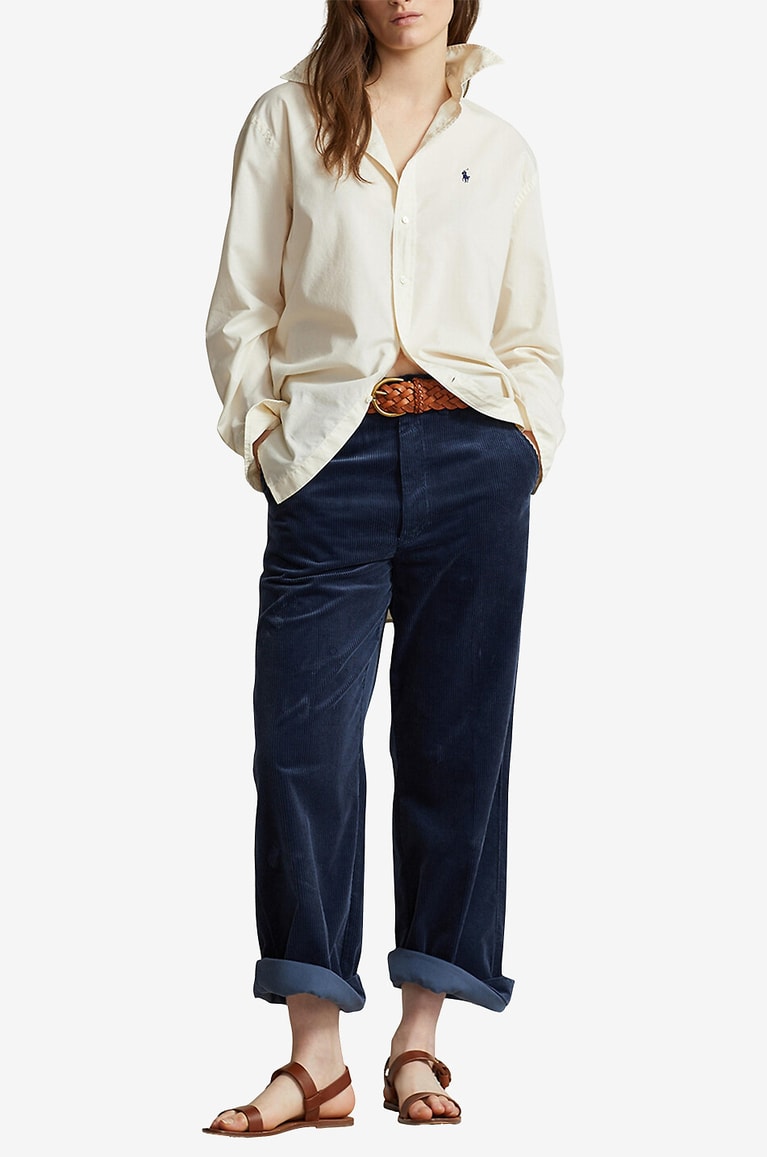 POLO RALPH LAUREN Pony oversize cotton twill shirt Women BEIGE 4