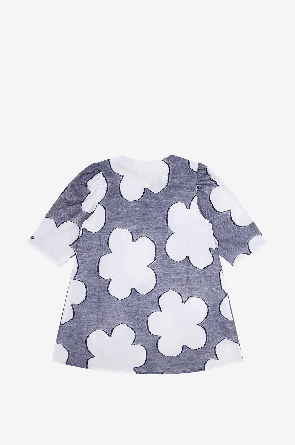 Robe à manches trois-quarts en coton fille Ikebana Boke Flower Dots