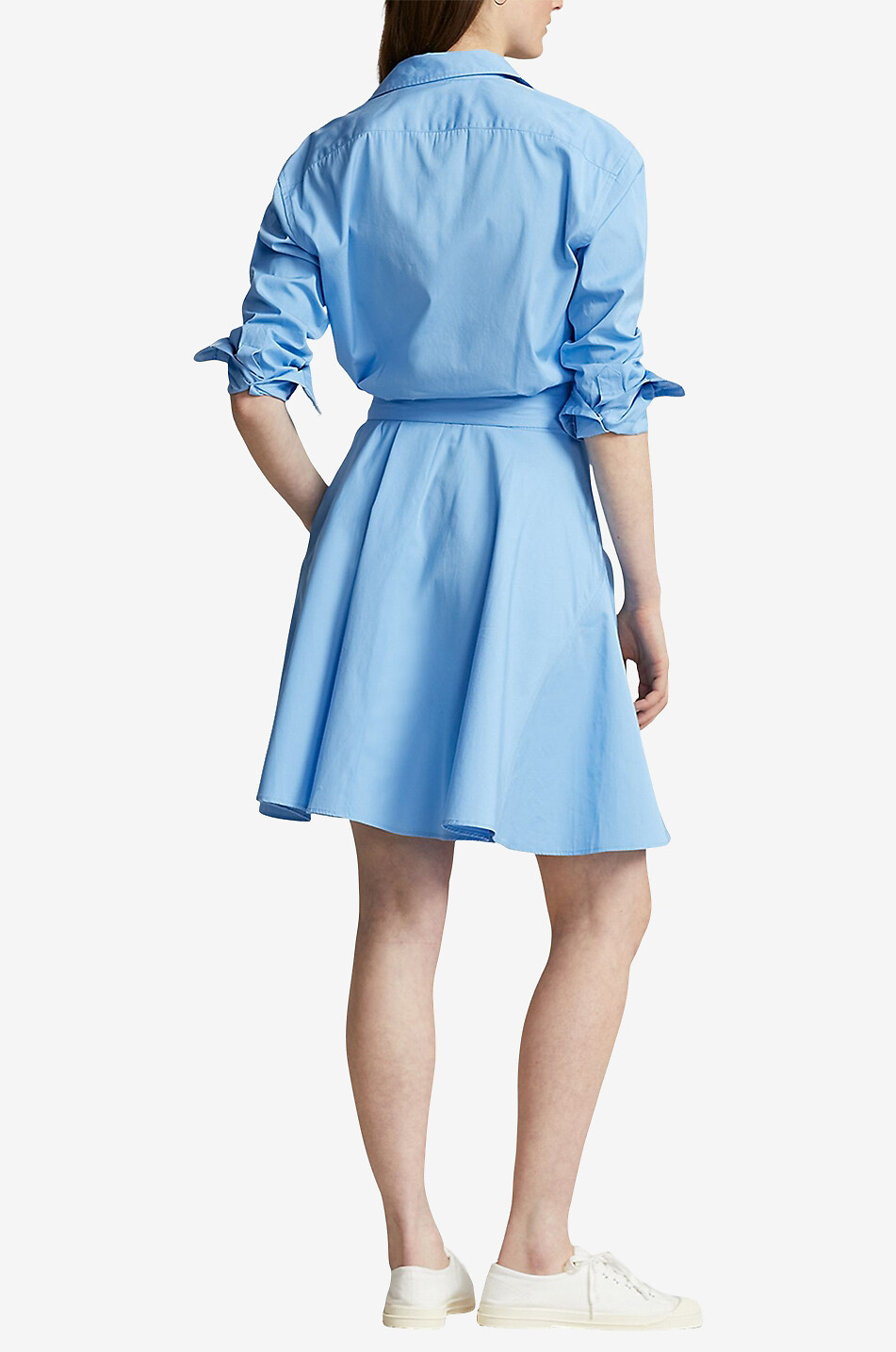 POLO RALPH LAUREN Short flared poplin shirt dress Women LIGHT BLUE 3