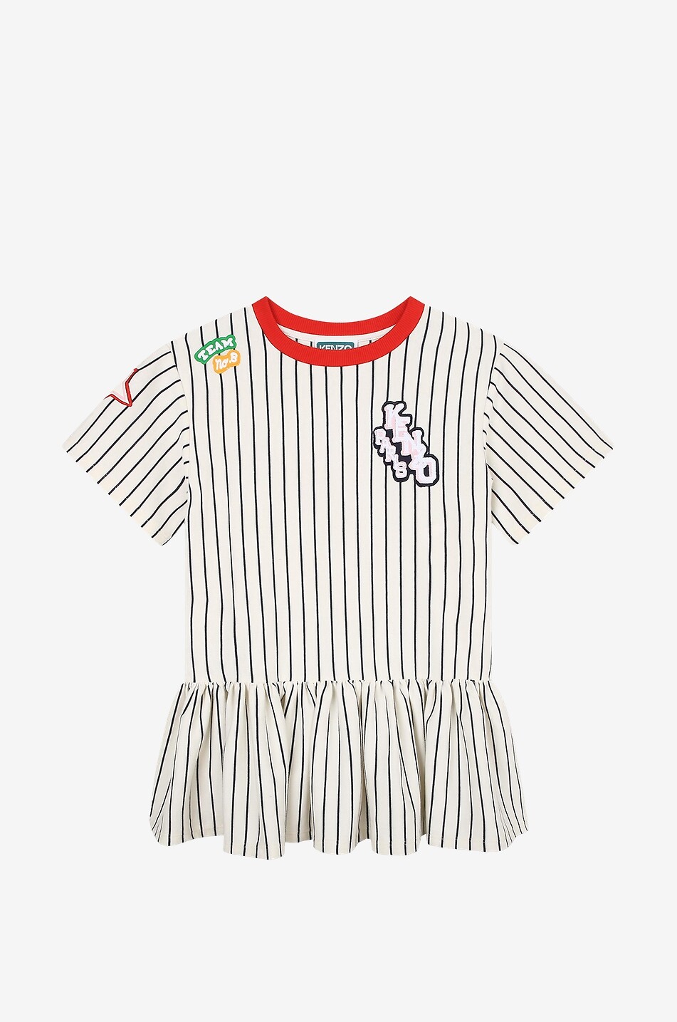 Robe courte en coton fille Kenzo Club Baseball Stripe