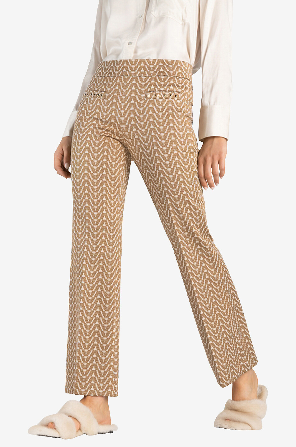 CAMBIO Ausgestellte Hose aus glitzerndem Jacquard Faith Damen BEIGE 3