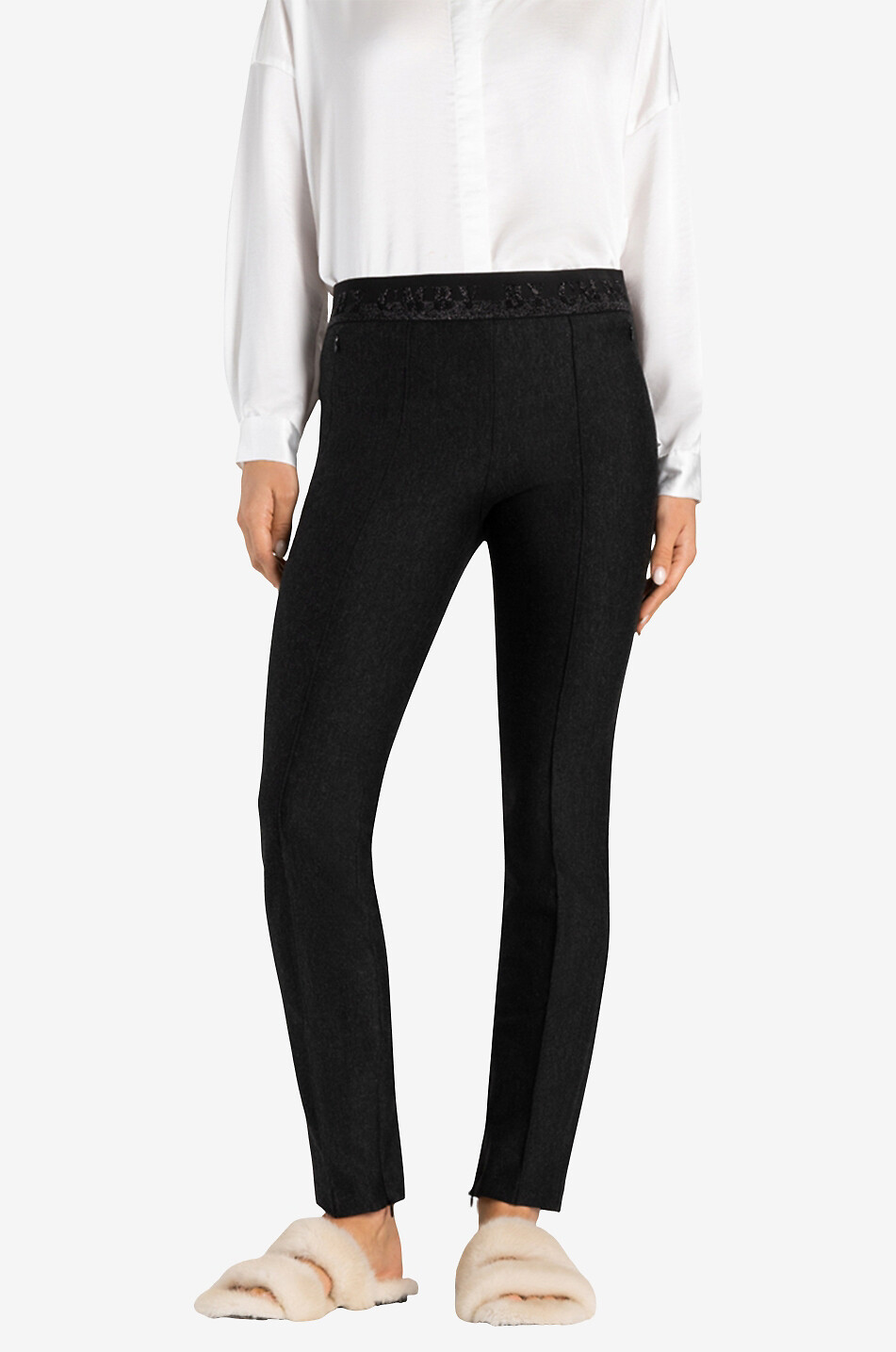 CAMBIO Pantalon slim en jersey et Lurex Rose Femme GRIS FONCÉ 4