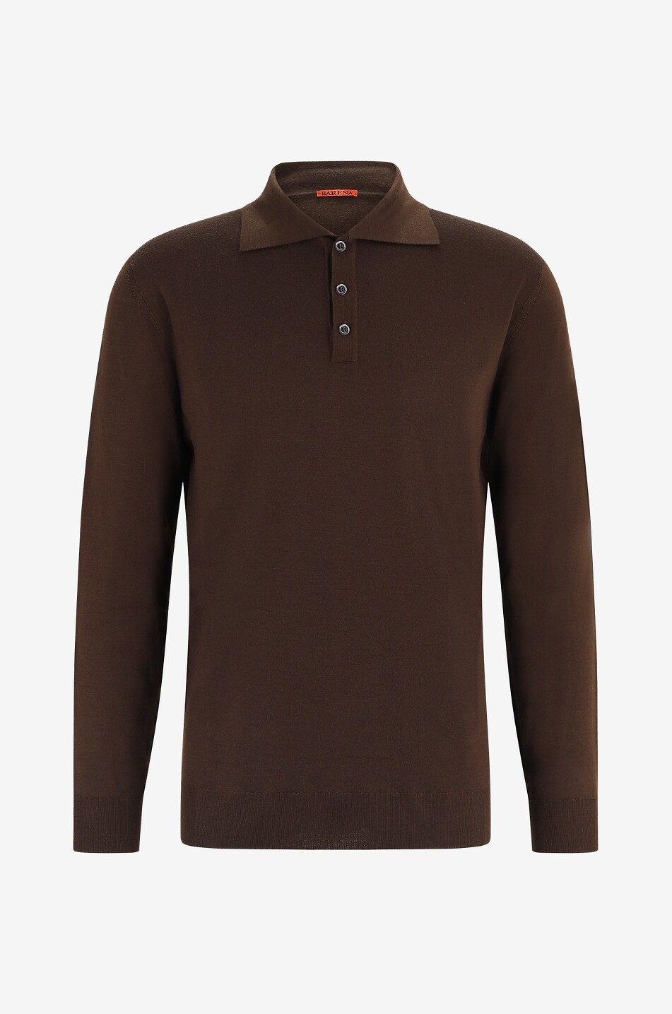 BARENA VENEZIA Feinstrick-Langarm-Polohemd Pevaron Brunal Herren BRAUN 1