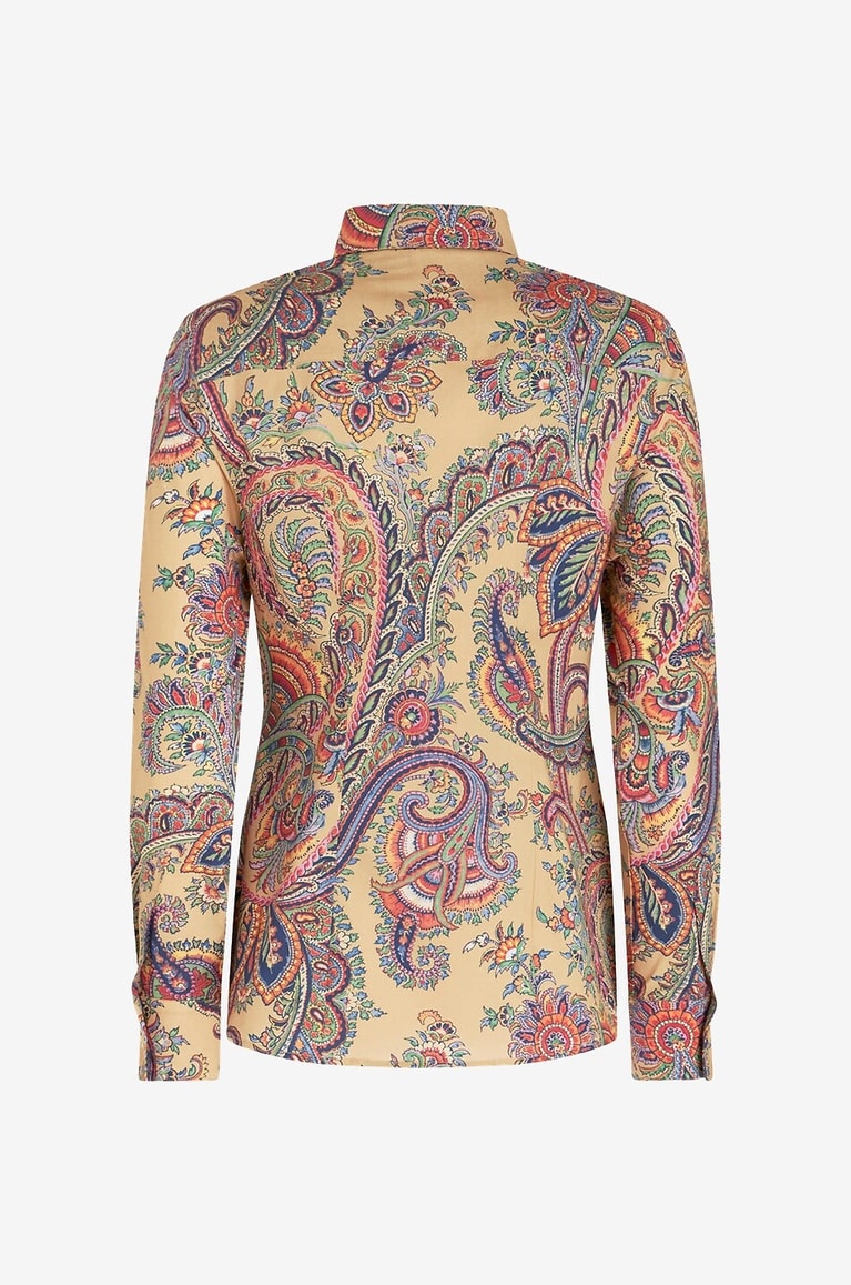 ETRO Paisley printed fitted cotton stretch shirt Women BEIGE 2