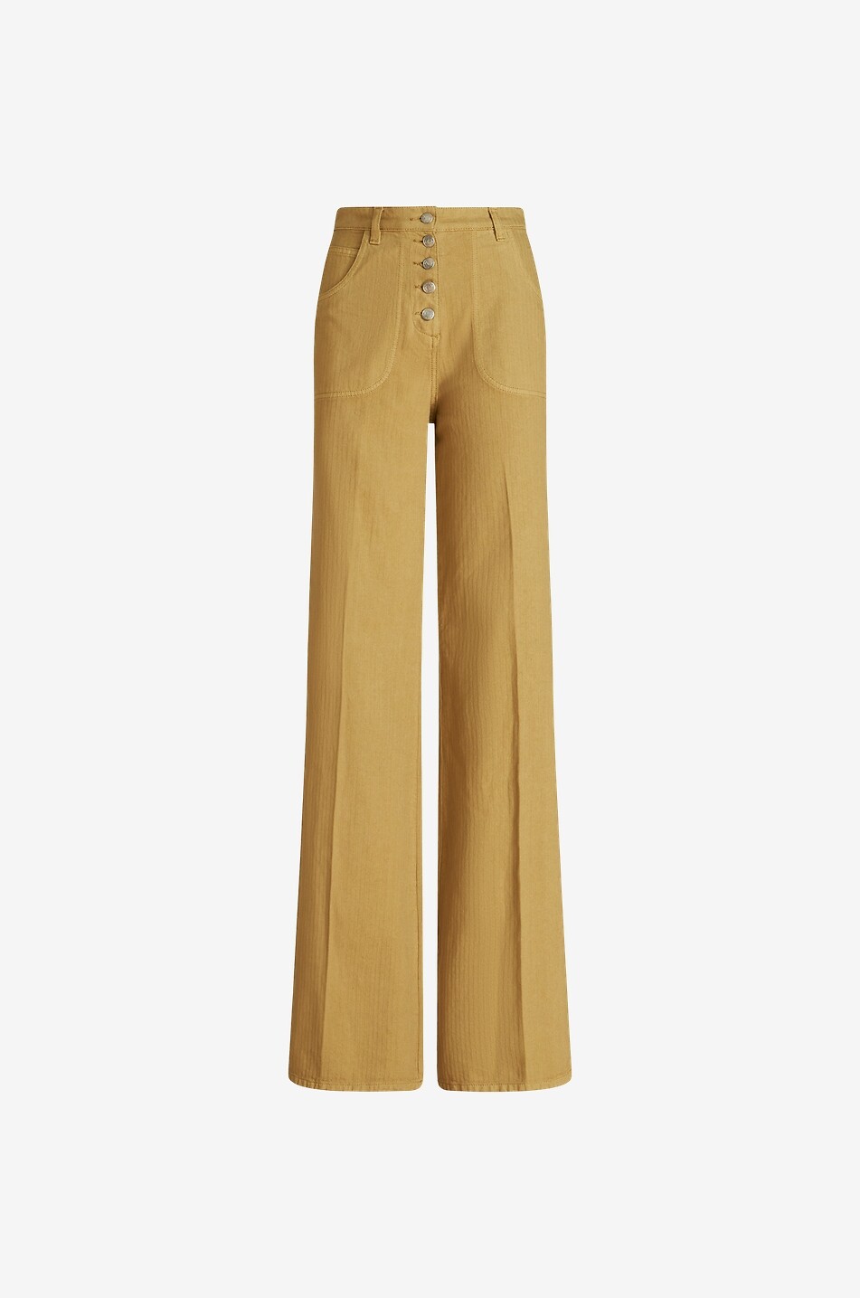 Foliage pocket flared high-rise herringbone jeans