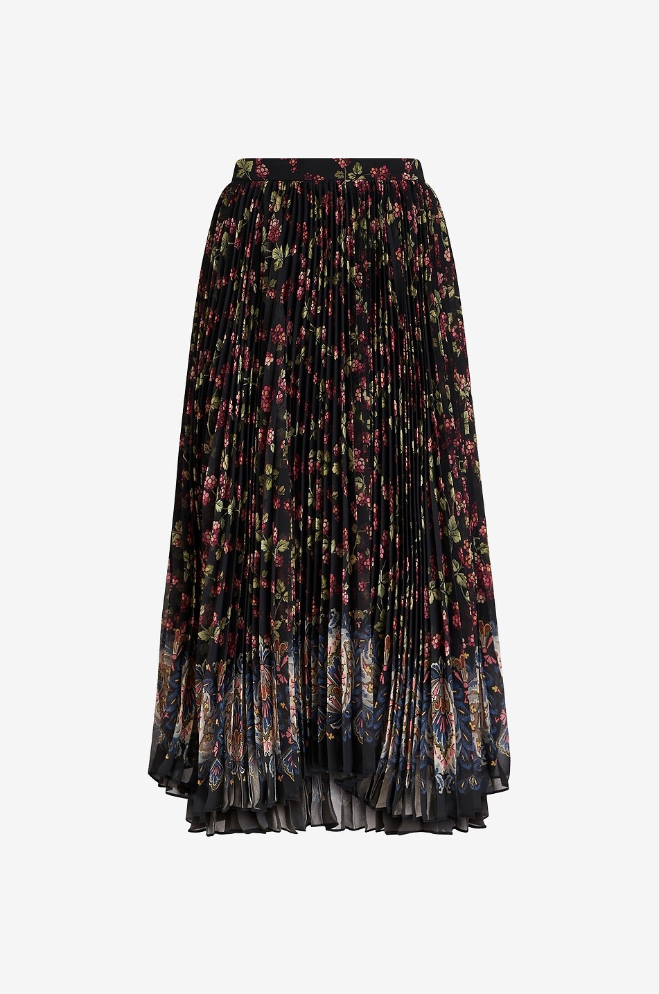 Jupe midi plissée en georgette Berries