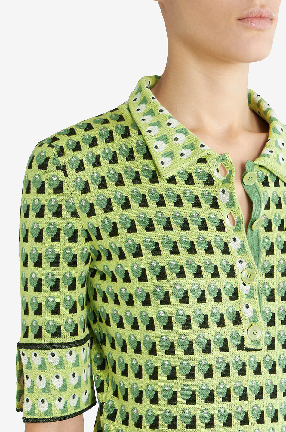 Schmales Jacquard-Strick-Polohemd mit Krawattenmotiv