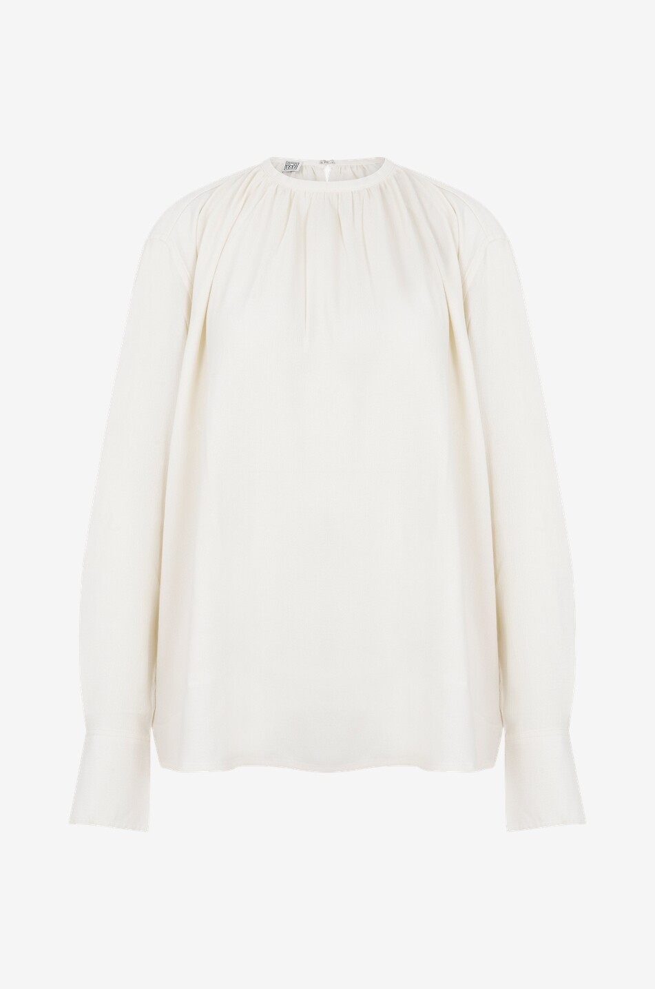 Fliessende Crêpe-Bluse mit gerafftem Rundhals