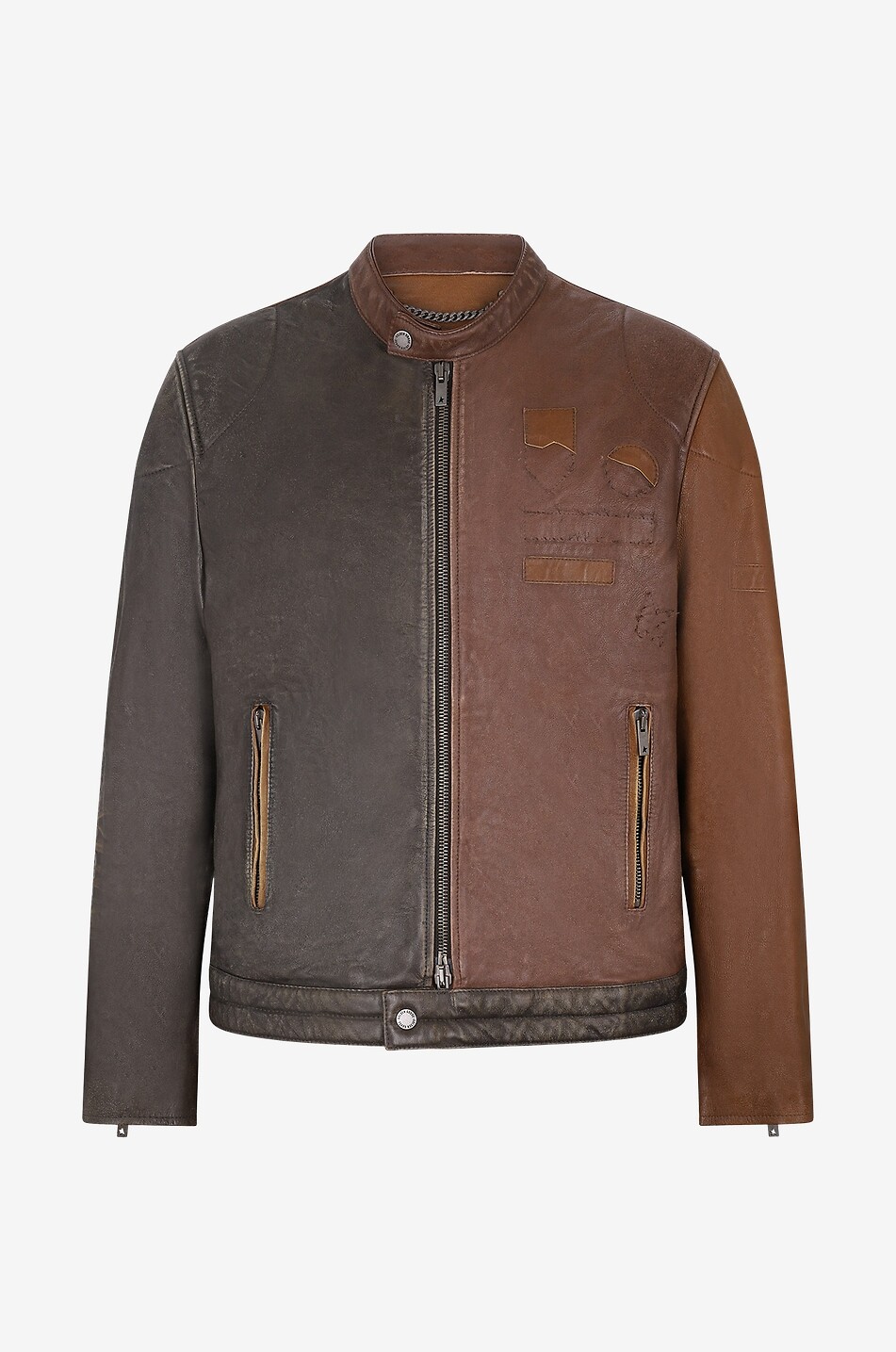 GOLDEN GOOSE Perfecto effet vintage Ilario Homme MARRON 1