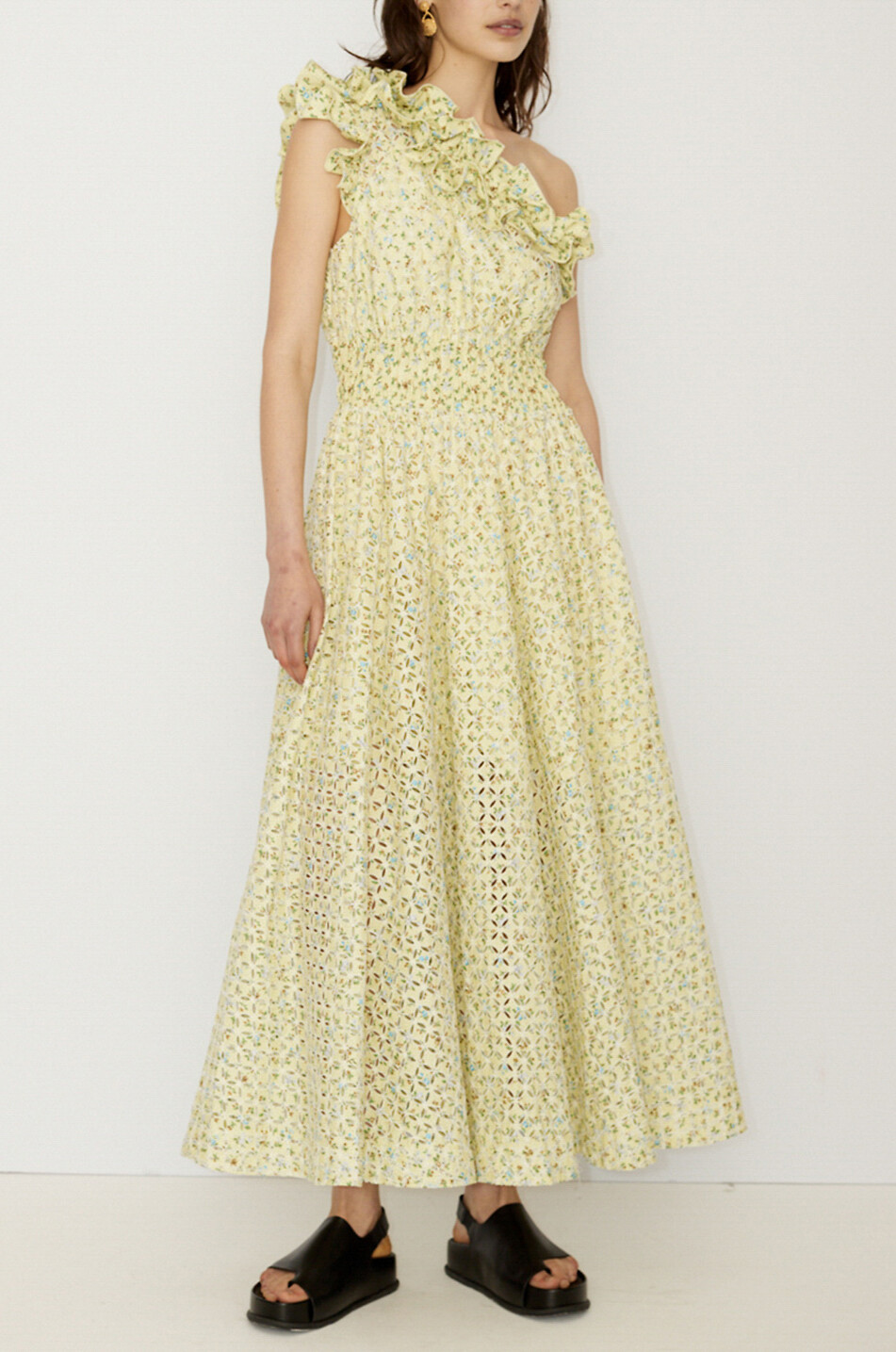 Robe longue asymétrique fleurie Maeve