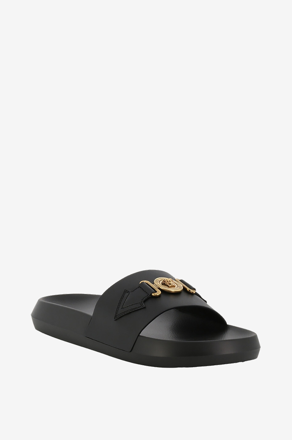VERSACE Medusa Biggie smooth leather pool slides Men Colourless 1