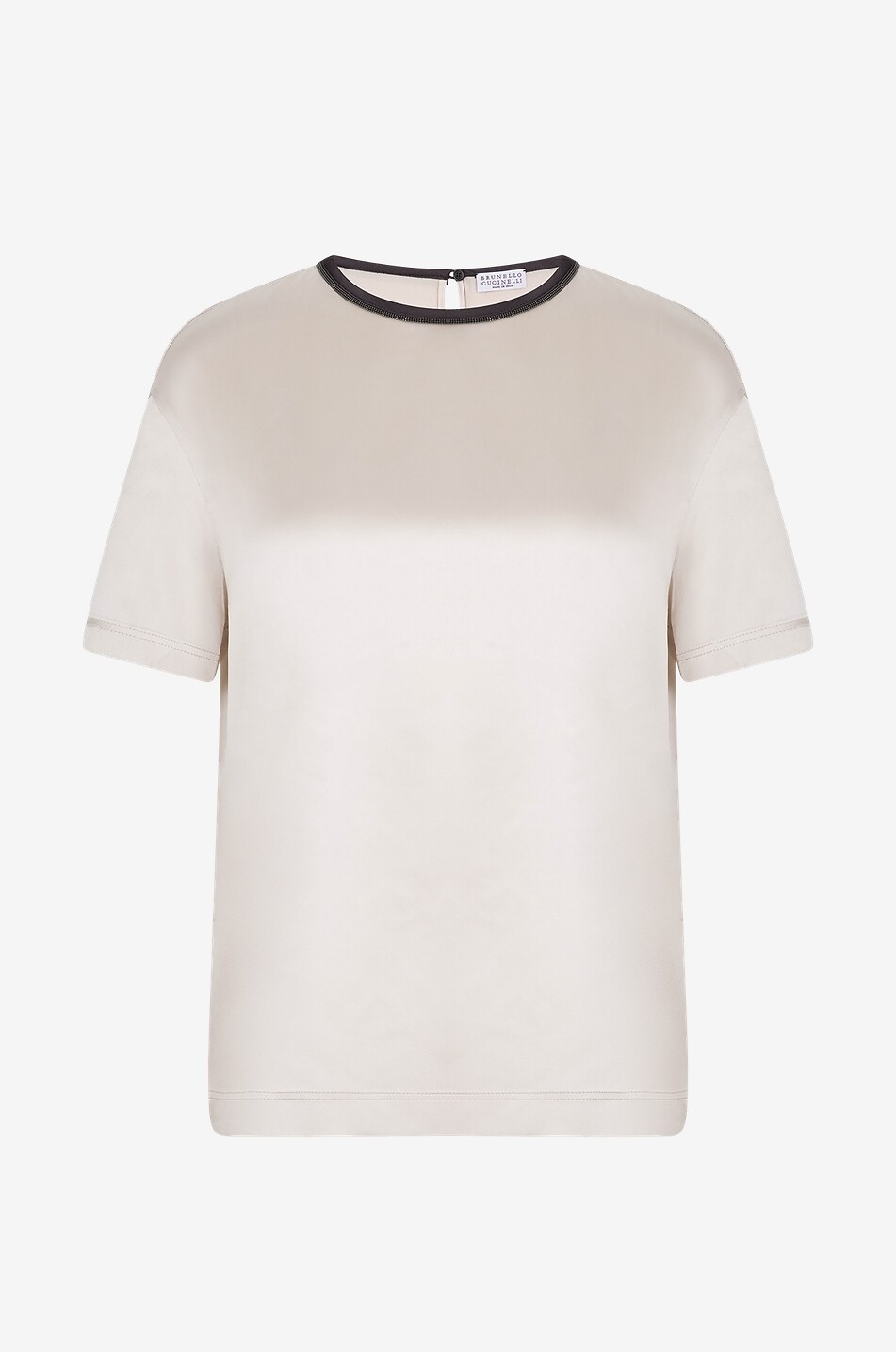 BRUNELLO CUCINELLI Shiny round-neck satin T-shirt Women Light beige 1