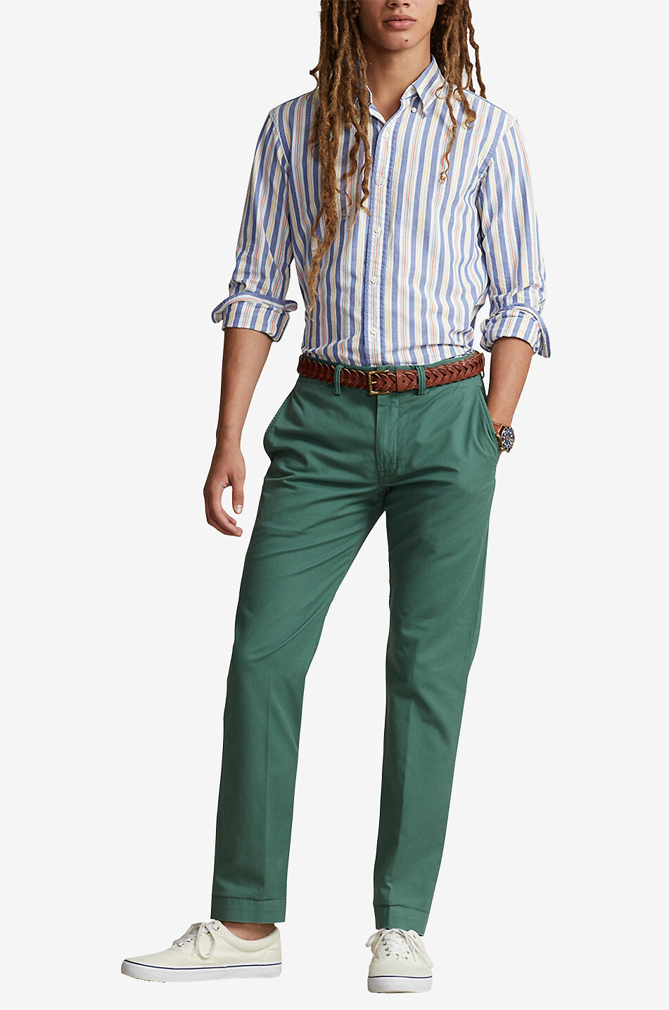 POLO RALPH LAUREN Chemise oxford rayée Custom Fit Homme BLEU MOYEN 4