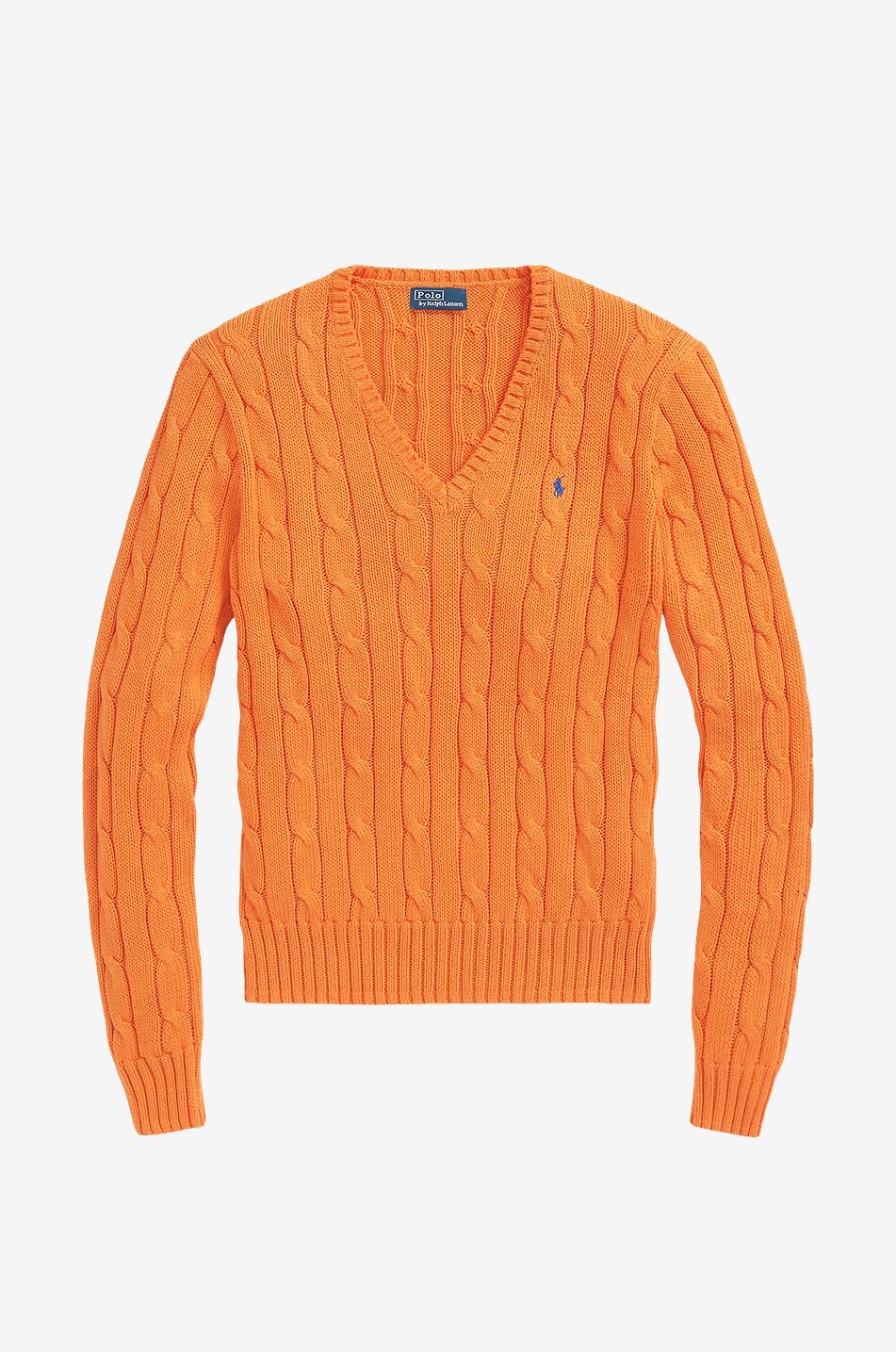 Schmaler Zopfstrickpullover mit V-Ausschnitt Pony