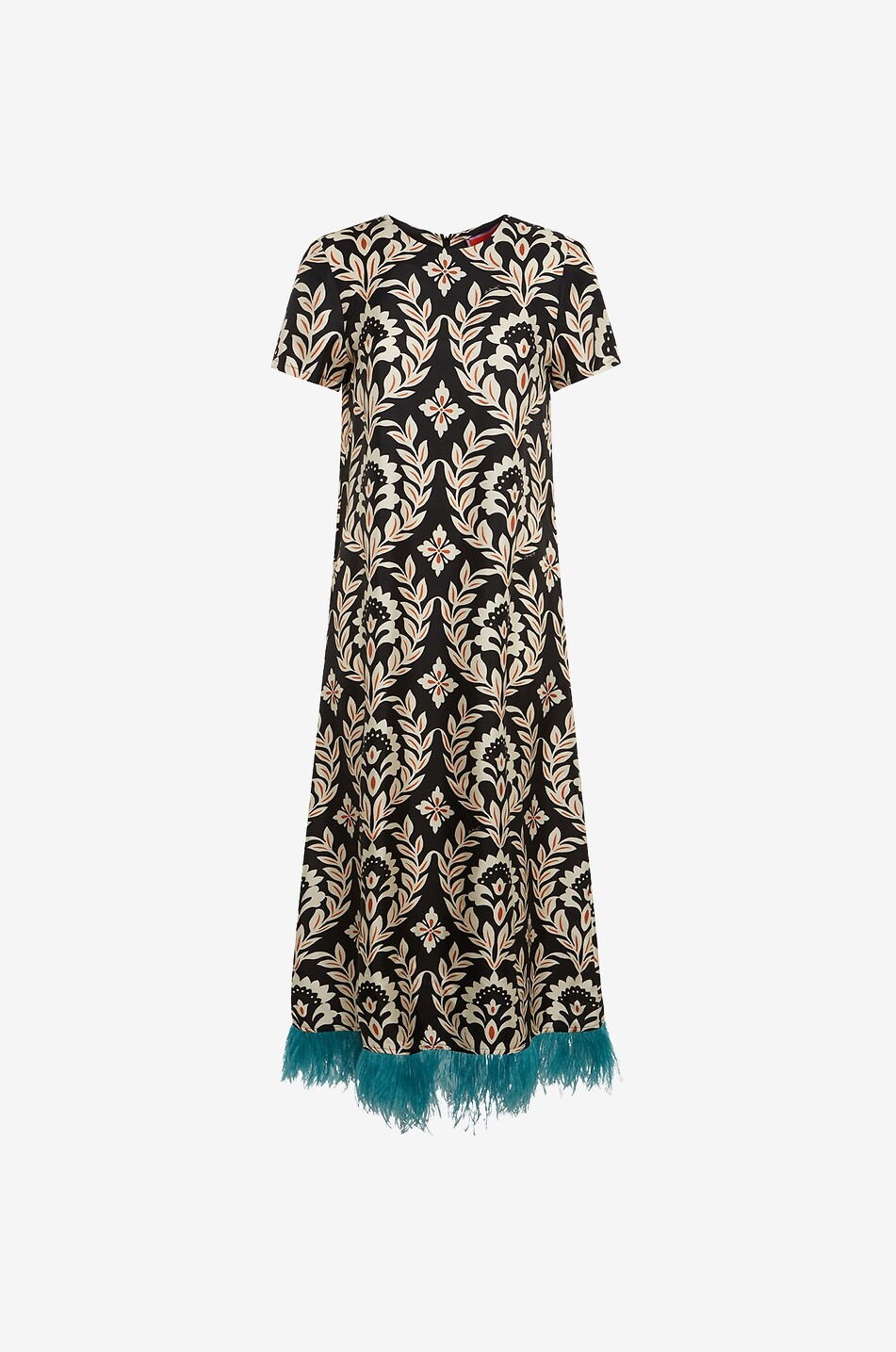 LA DOUBLEJ Swing Ghirlanda silk twill and feather dress Women BLACK 1