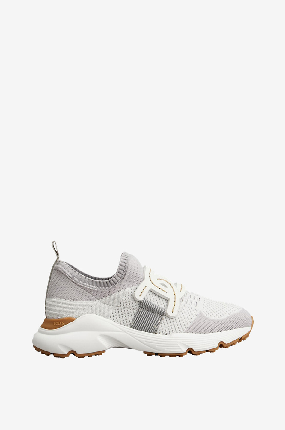 TOD'S Kate knit slip-on sneakers with leather Women LIGHT GREY 1