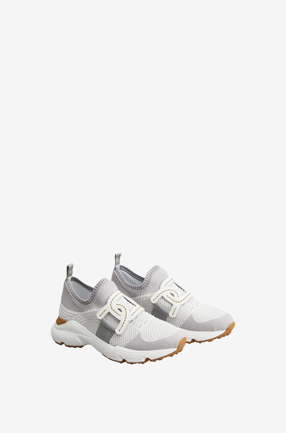 TOD'S Kate knit slip-on sneakers with leather Women LIGHT GREY 2