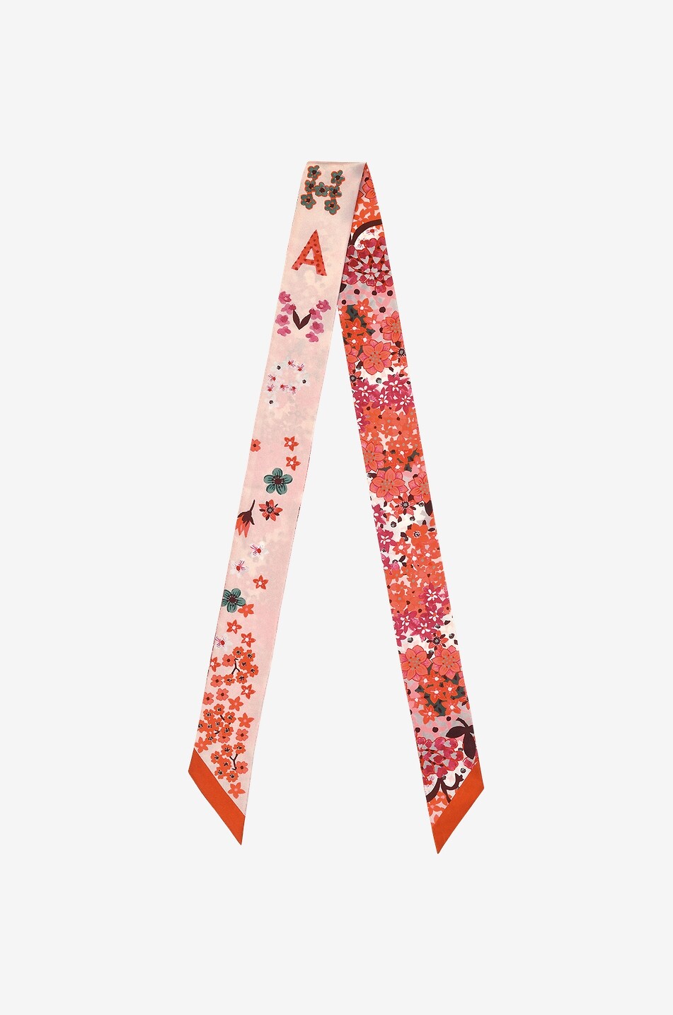 LONGCHAMP Floral silk twill neck band Women MEDIUM ORANGE 1