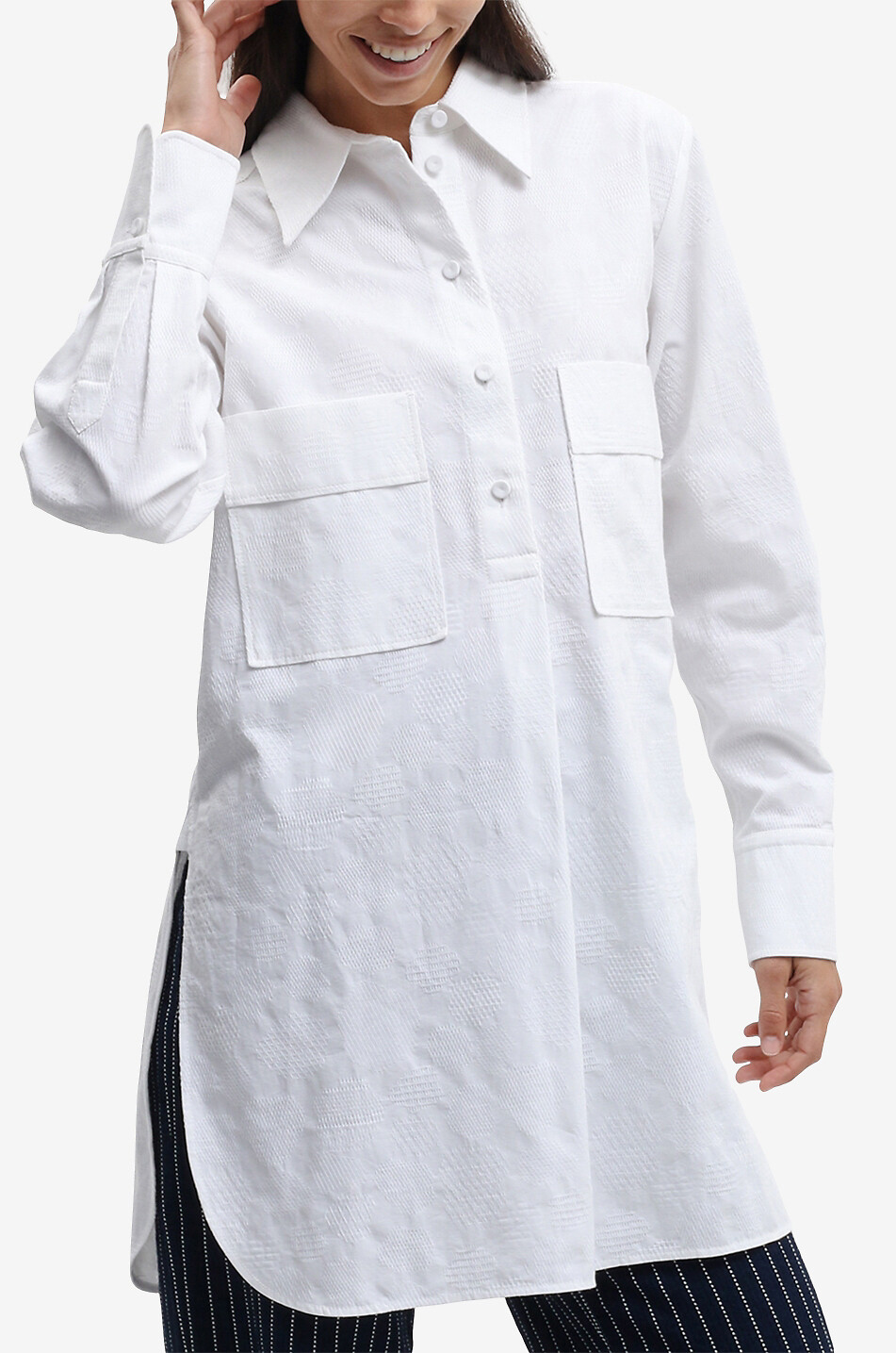 CHLOE Overisze-Hemd Renaissance Jacquard Damen WEISS 3