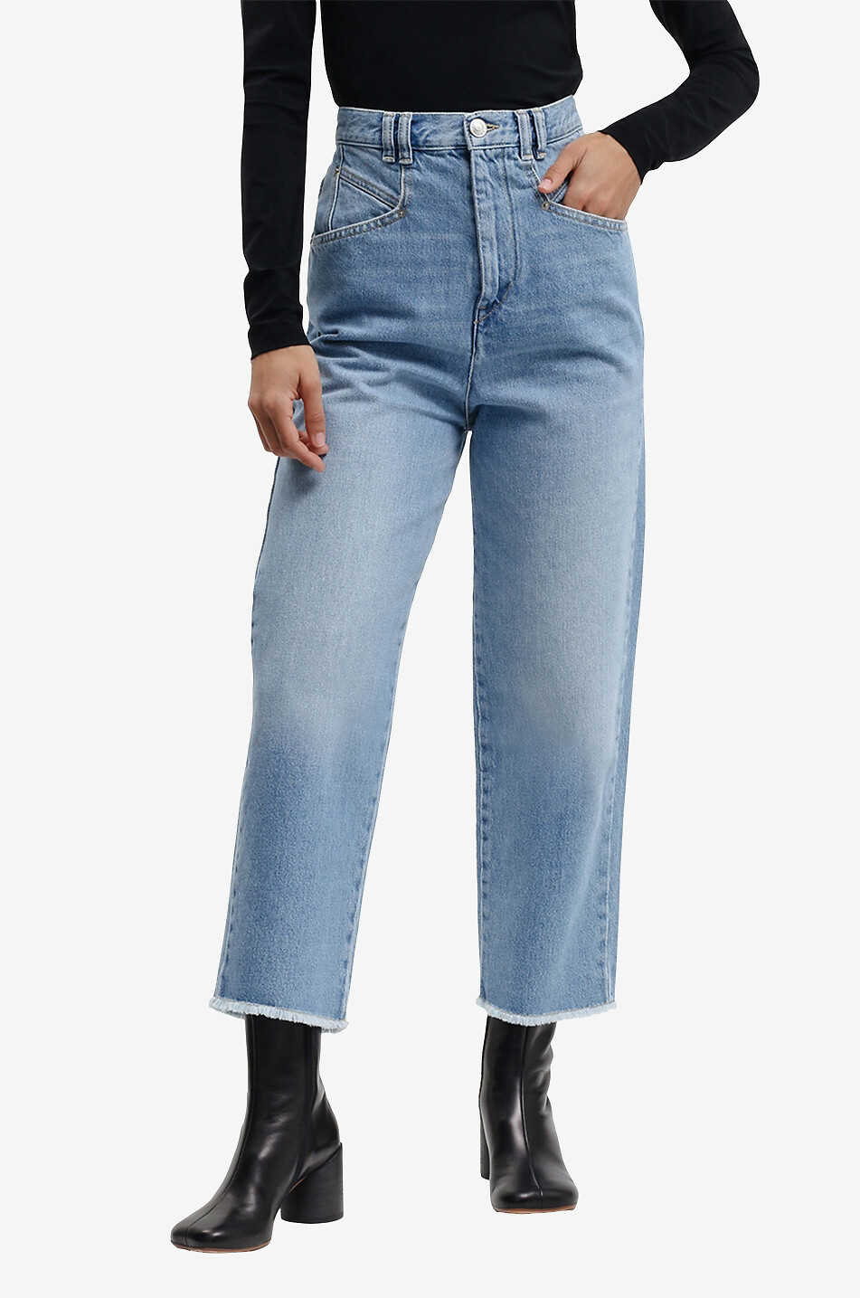 Gerade verkürzte Jeans mit hohem Bund Dilali