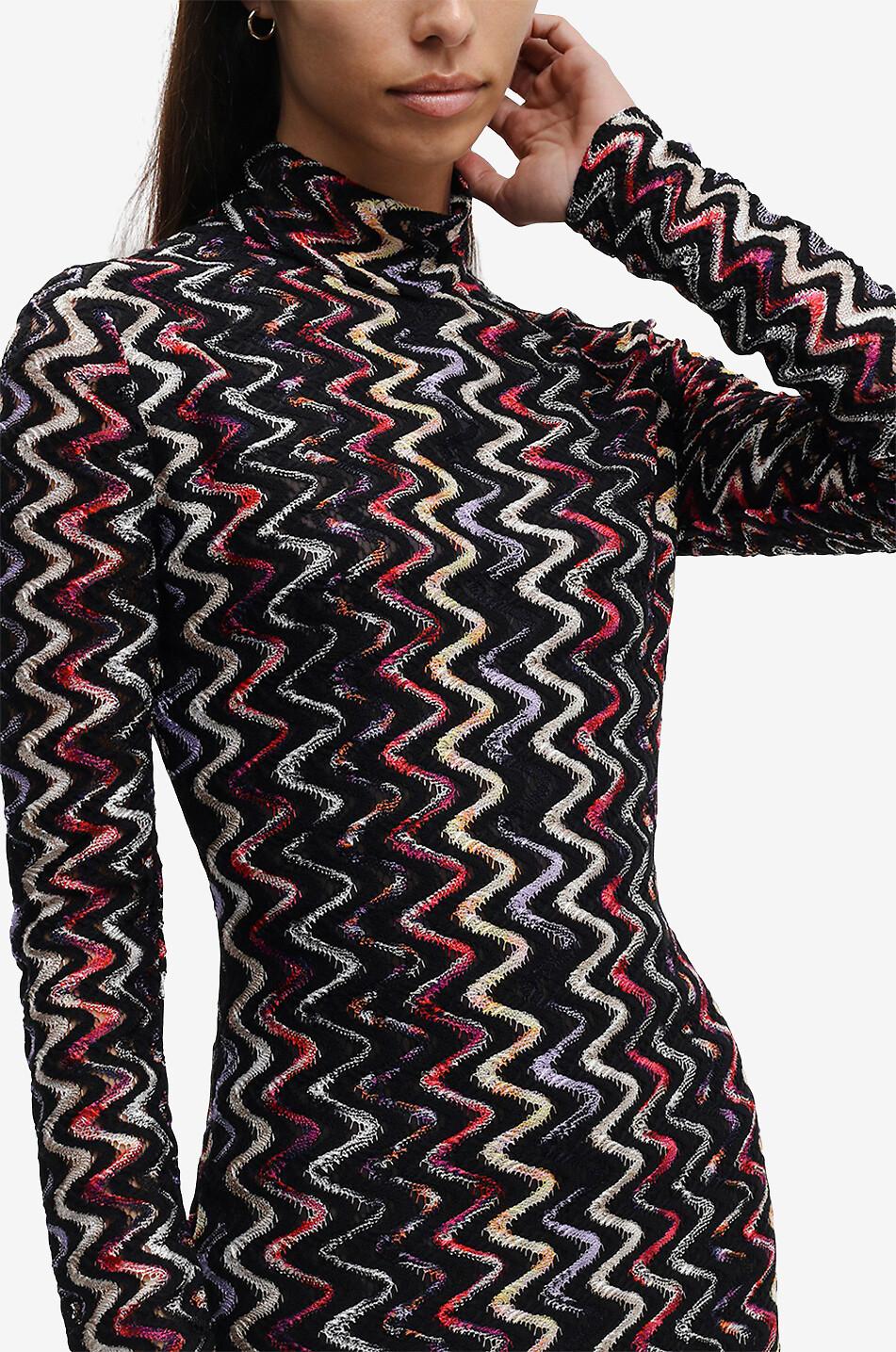 MISSONI Zigzag patterned long fitted knit dress Women MULTI COLOURED 5
