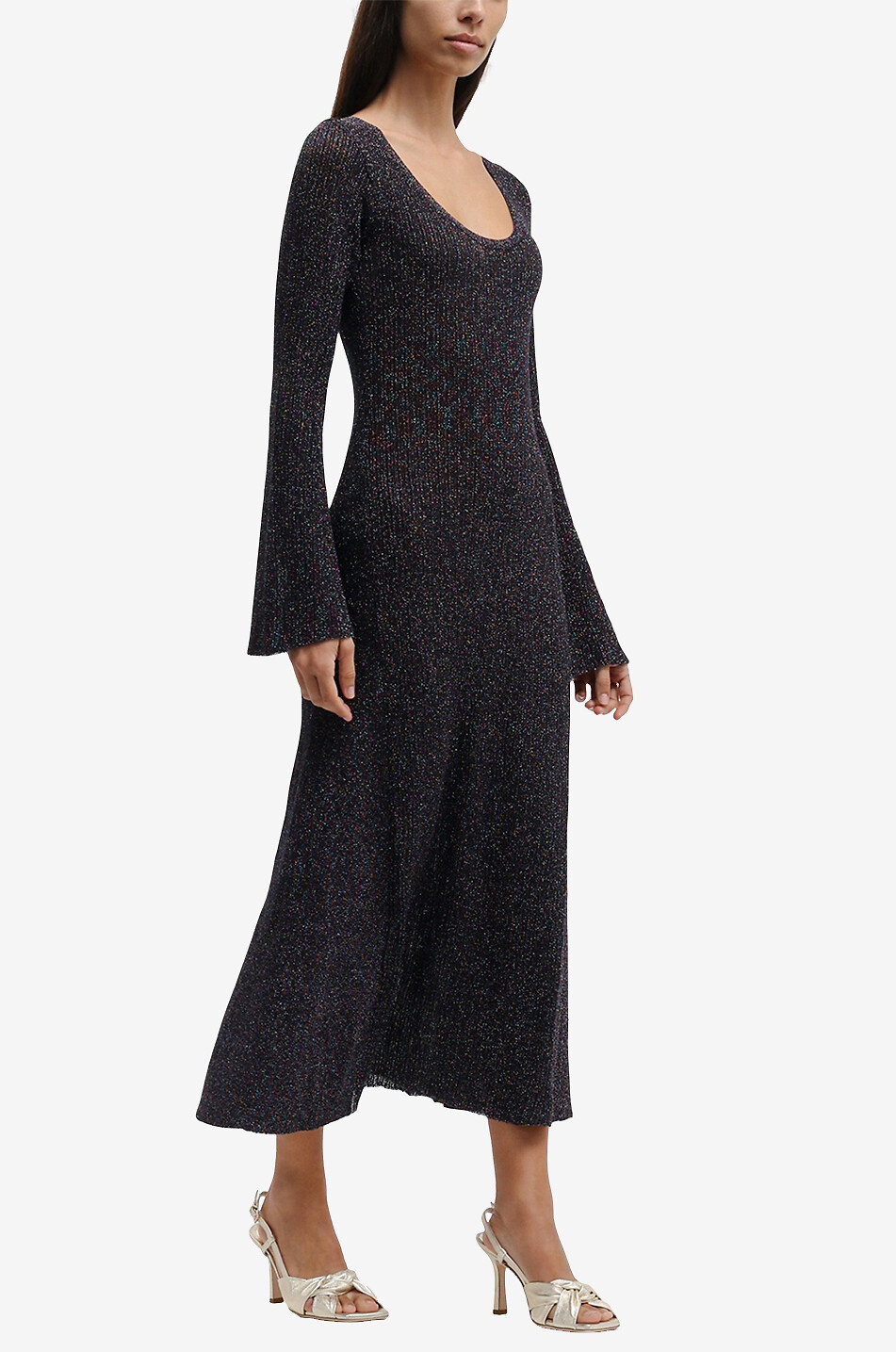 GANNI Maxi-Strickkleid Sparkle Rib Damen BUNT 3
