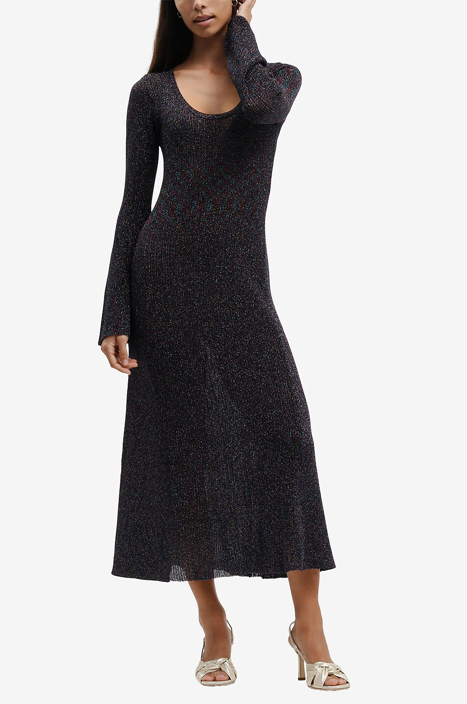 GANNI Maxi-Strickkleid Sparkle Rib Damen BUNT 6