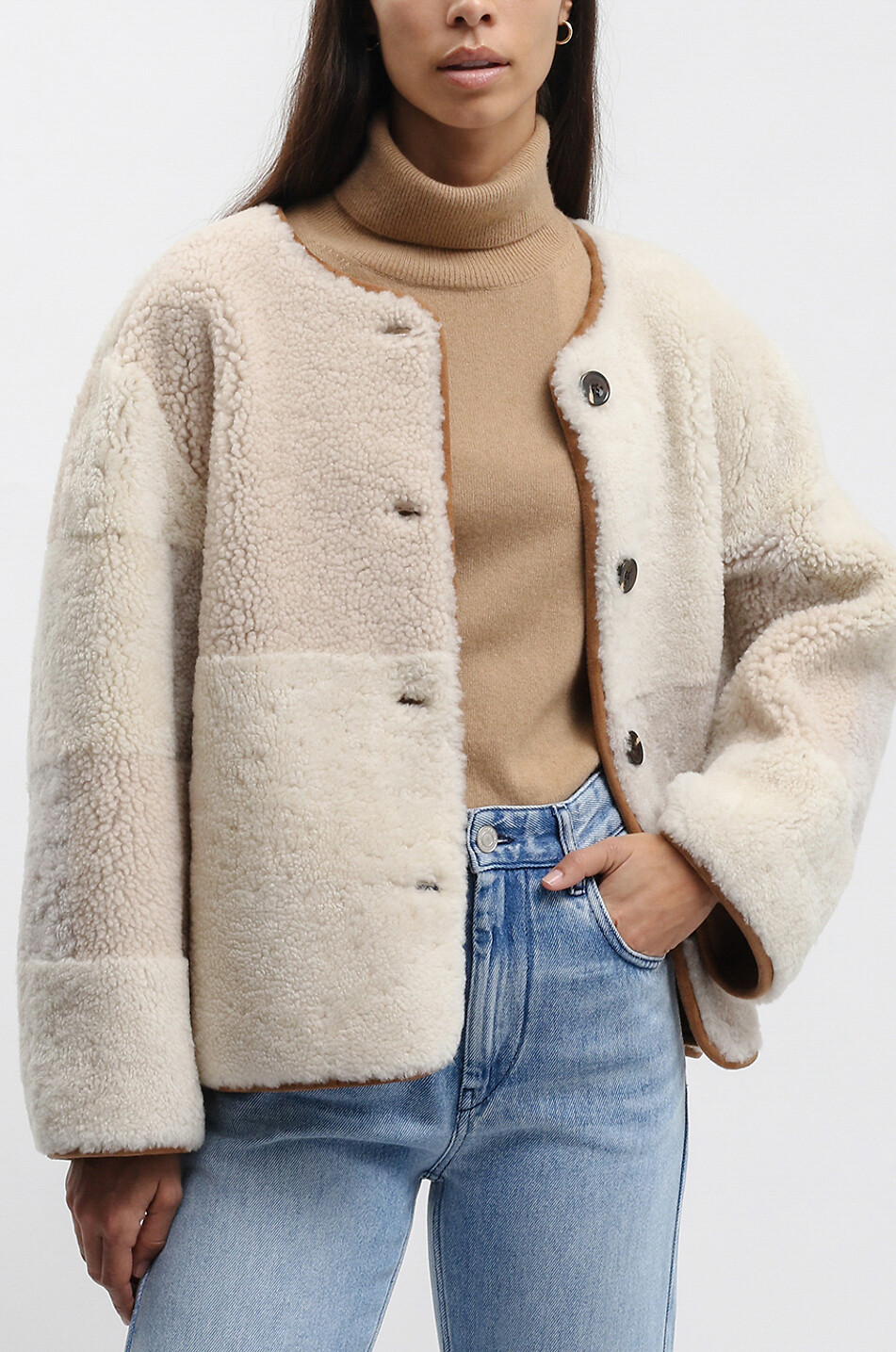 SOEUR Woori short patchwork reversible jacket Women BEIGE 3