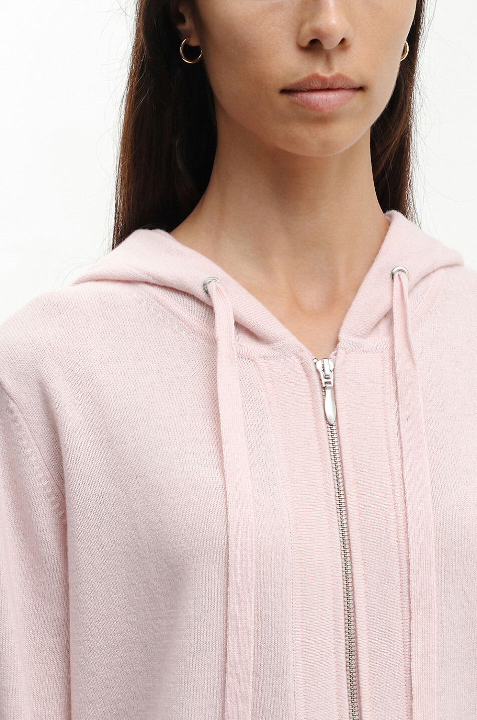 BONGÉNIE Cardigan zippé à capuche en cachemire Femme ROSE CLAIR 5