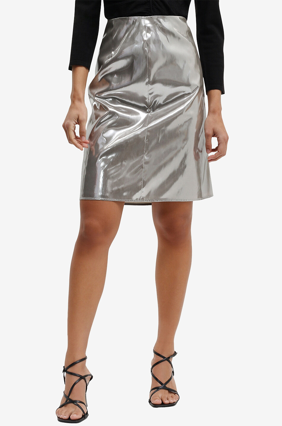 ASPESI Metallic-Bleistiftrock Damen SILBER 3