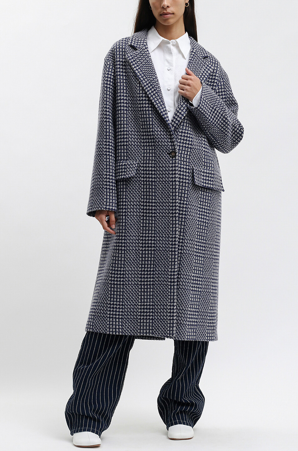 Oversize-Kaschmirmantel mit Motiv