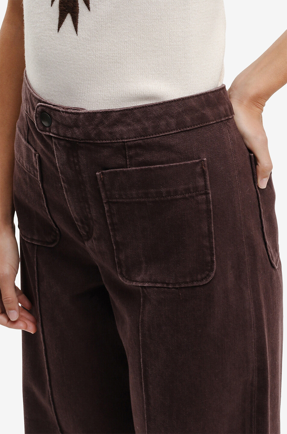SOEUR Harry wide-leg twill trousers Women DARK PURPLE 5