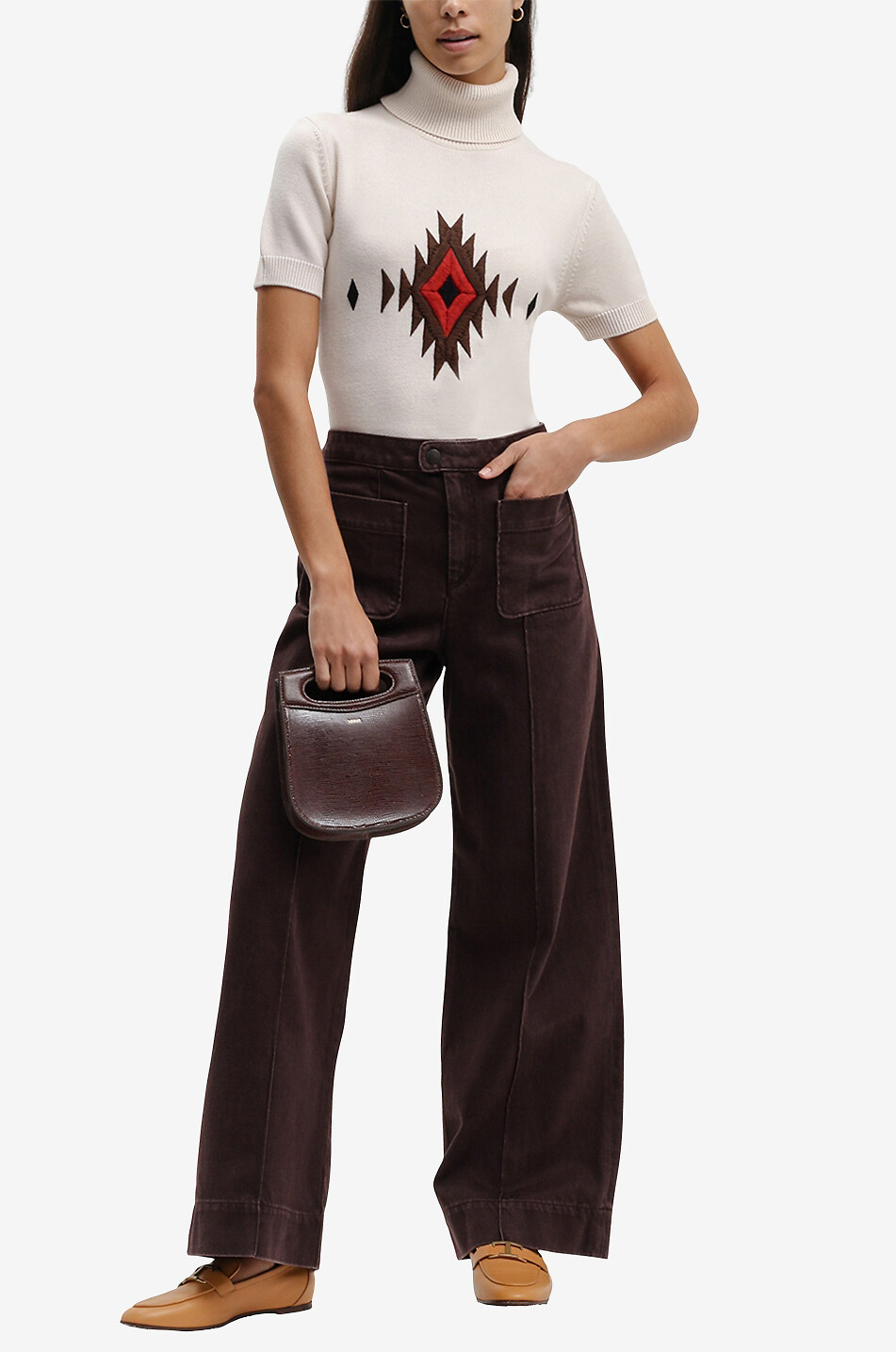 SOEUR Harry wide-leg twill trousers Women DARK PURPLE 6