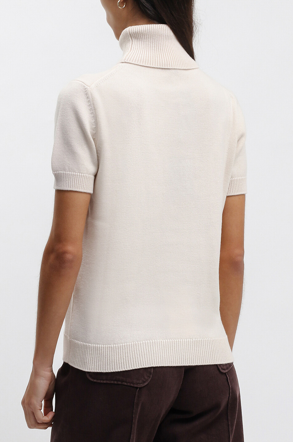 JACOB COHEN Kurzarm-Rollkragenpullover mit Ikat-Stickerei Damen Hellbeige 4