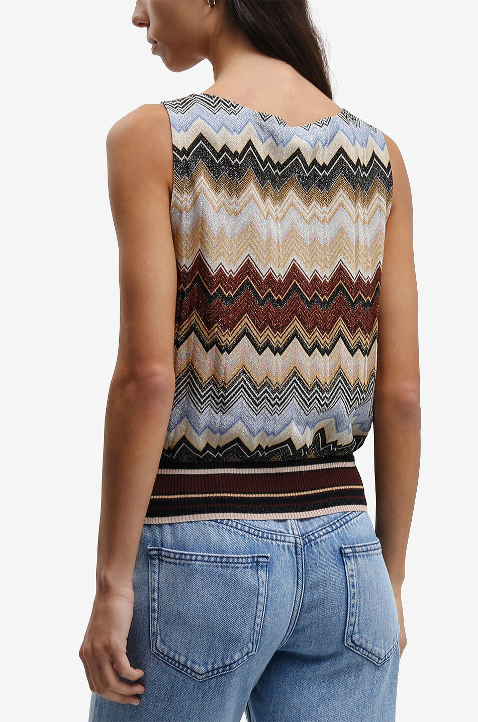 Glittering herringbone sleeveless jumper
