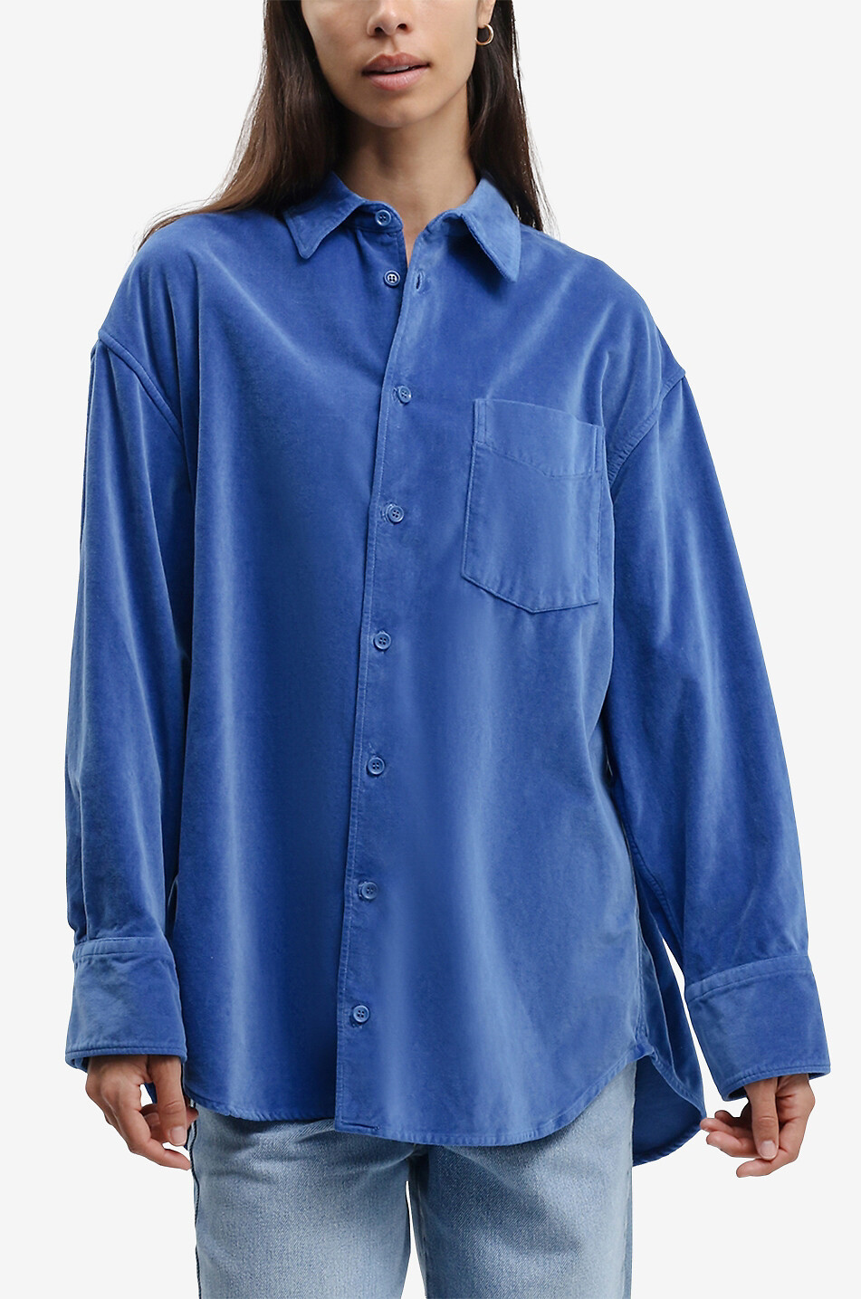 ASPESI Velvet oversized overshirt Women MEDIUM BLUE 3