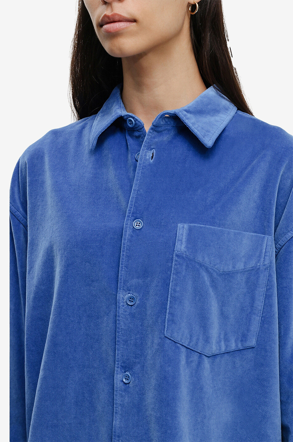 ASPESI Velvet oversized overshirt Women MEDIUM BLUE 5