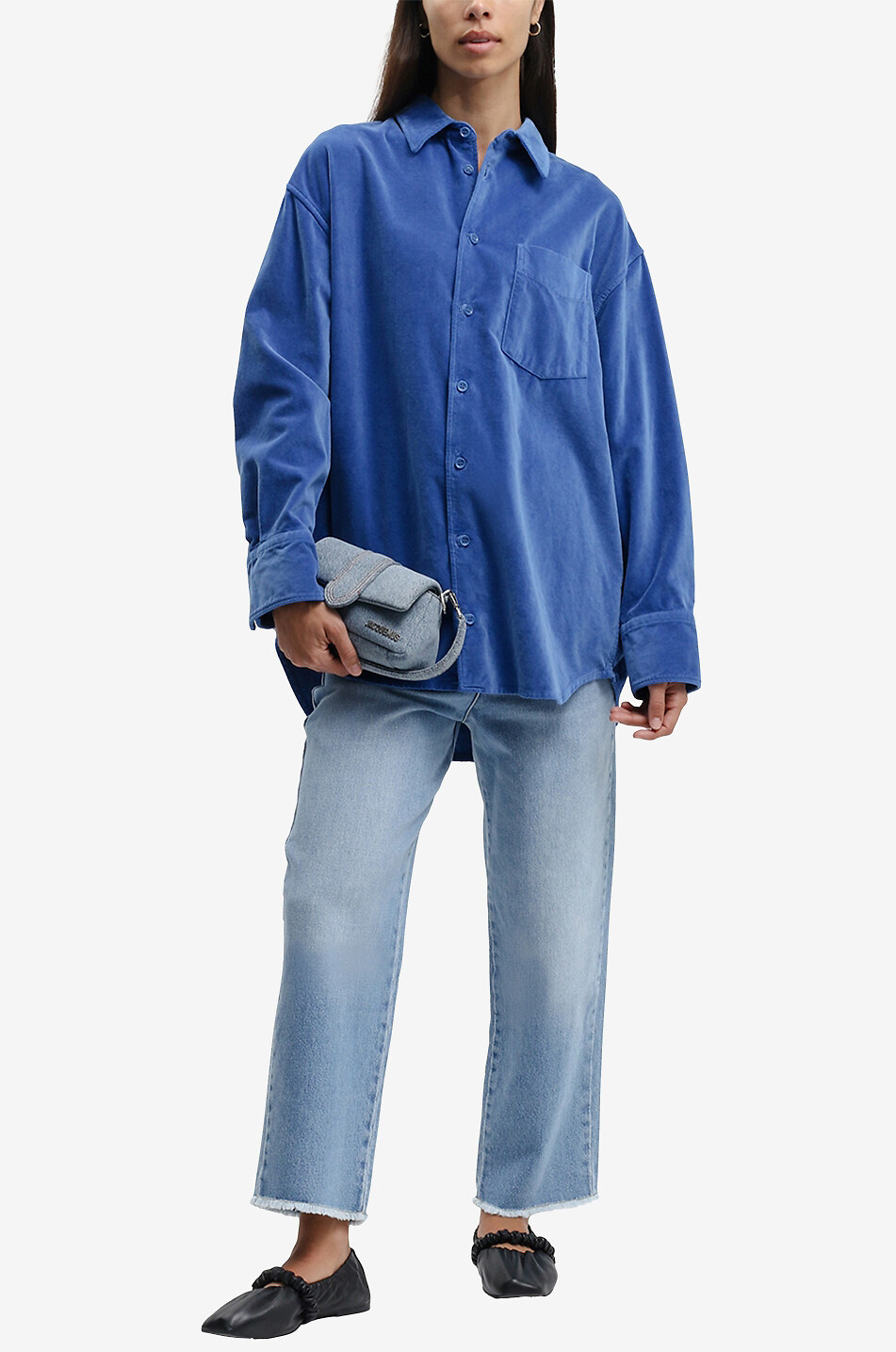 ASPESI Velvet oversized overshirt Women MEDIUM BLUE 6