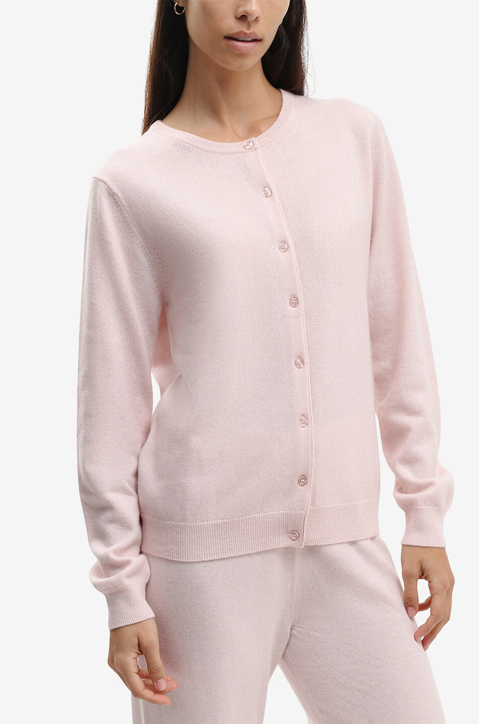 BONGENIE Feinstrick-Cardigan aus Kaschmir mit Rundhals Damen ROSA 3