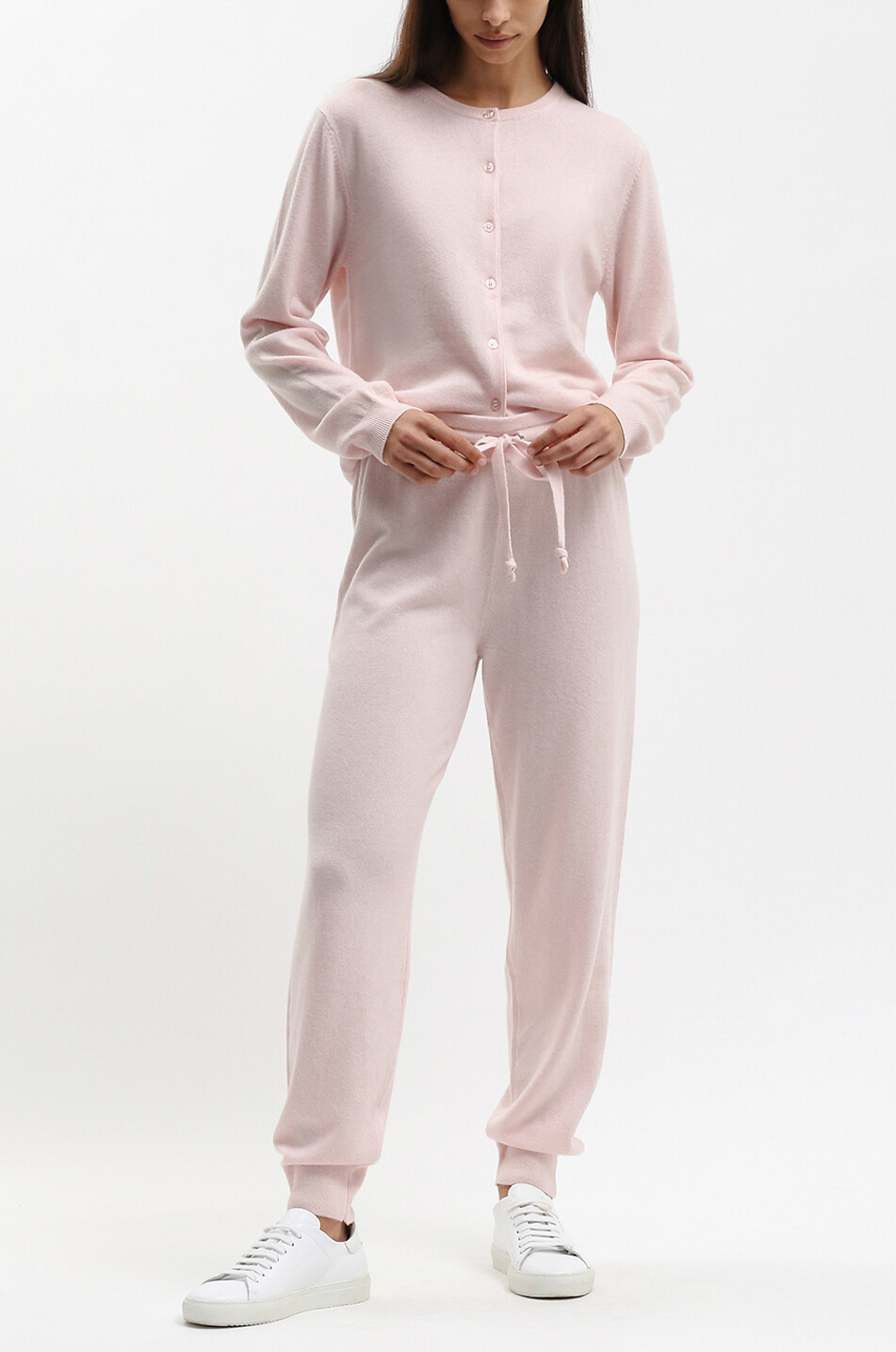 BONGENIE Pantalon de jogging en maille de cachemire Femme ROSE CLAIR 3