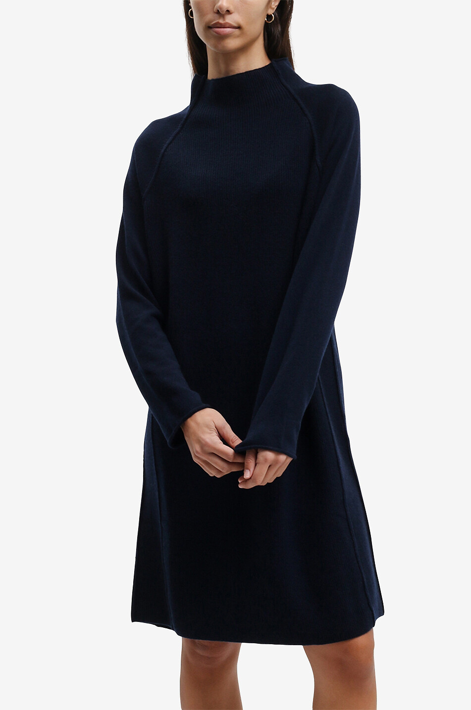 GRAN SASSO Short oversize cashmere knit dress with stand-up collar Women DARK BLUE 3